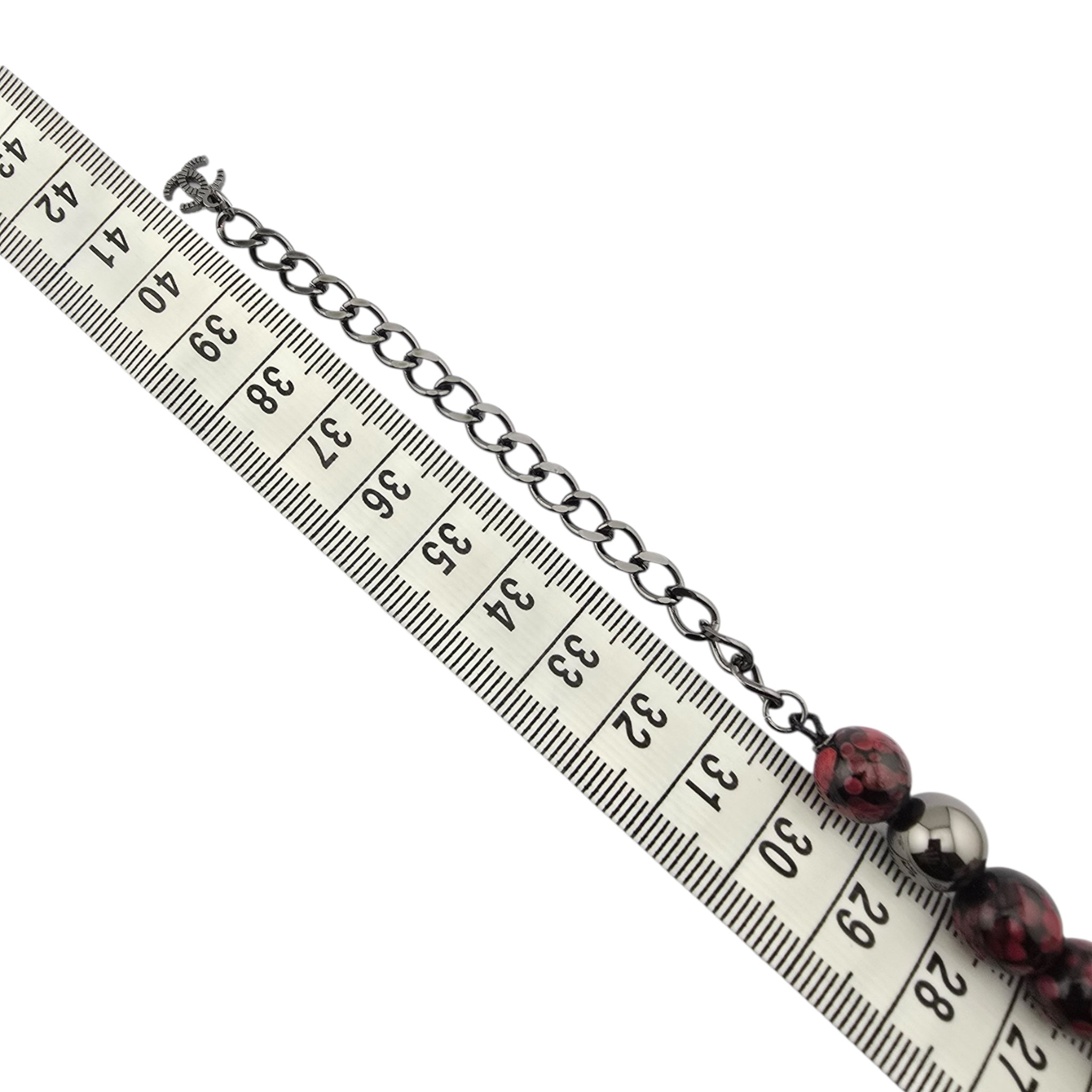 Chanel CC Pendant Red Bead RutheniumNecklace 2025