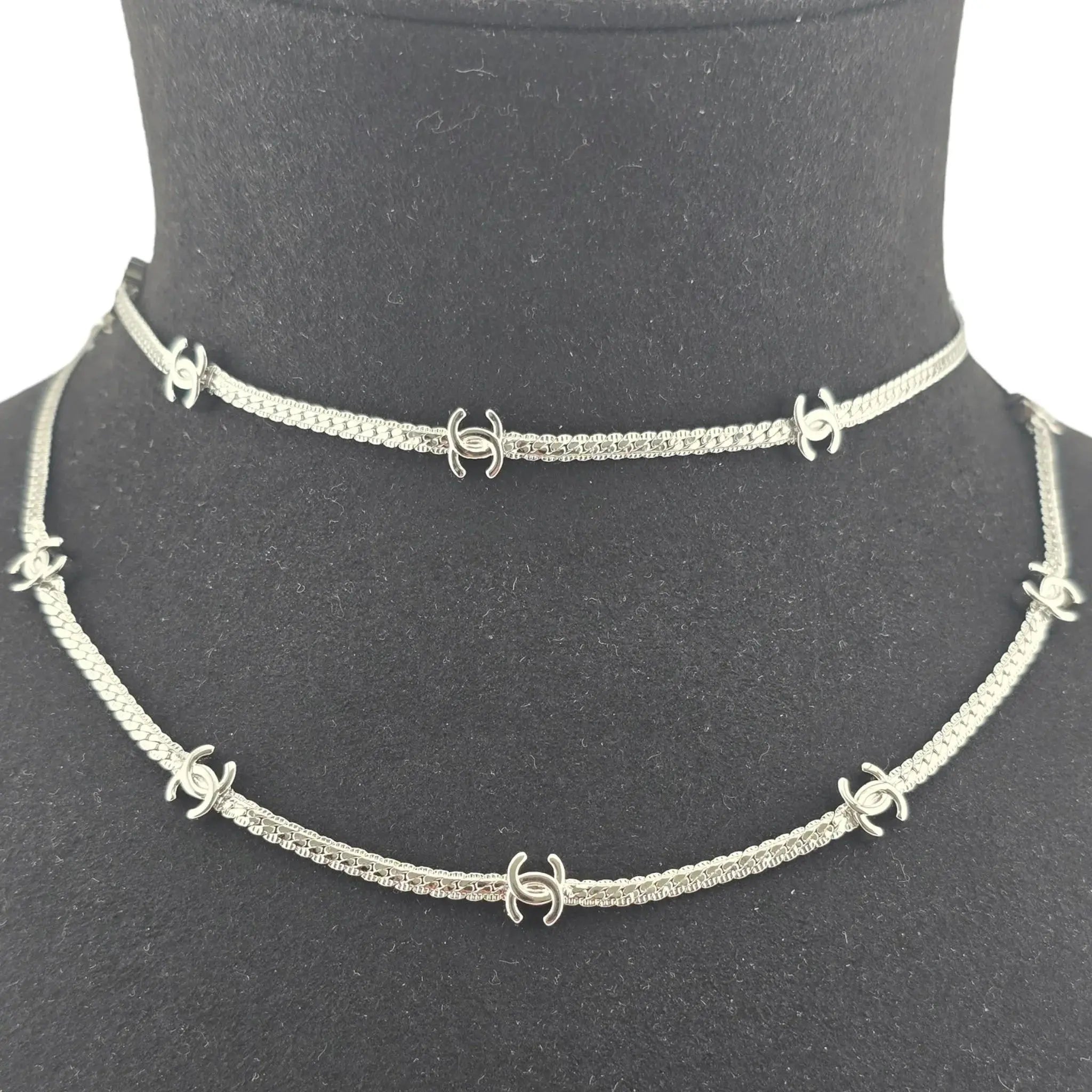 Chanel CC Metal Thin Silver Necklace 2024 CHANEL