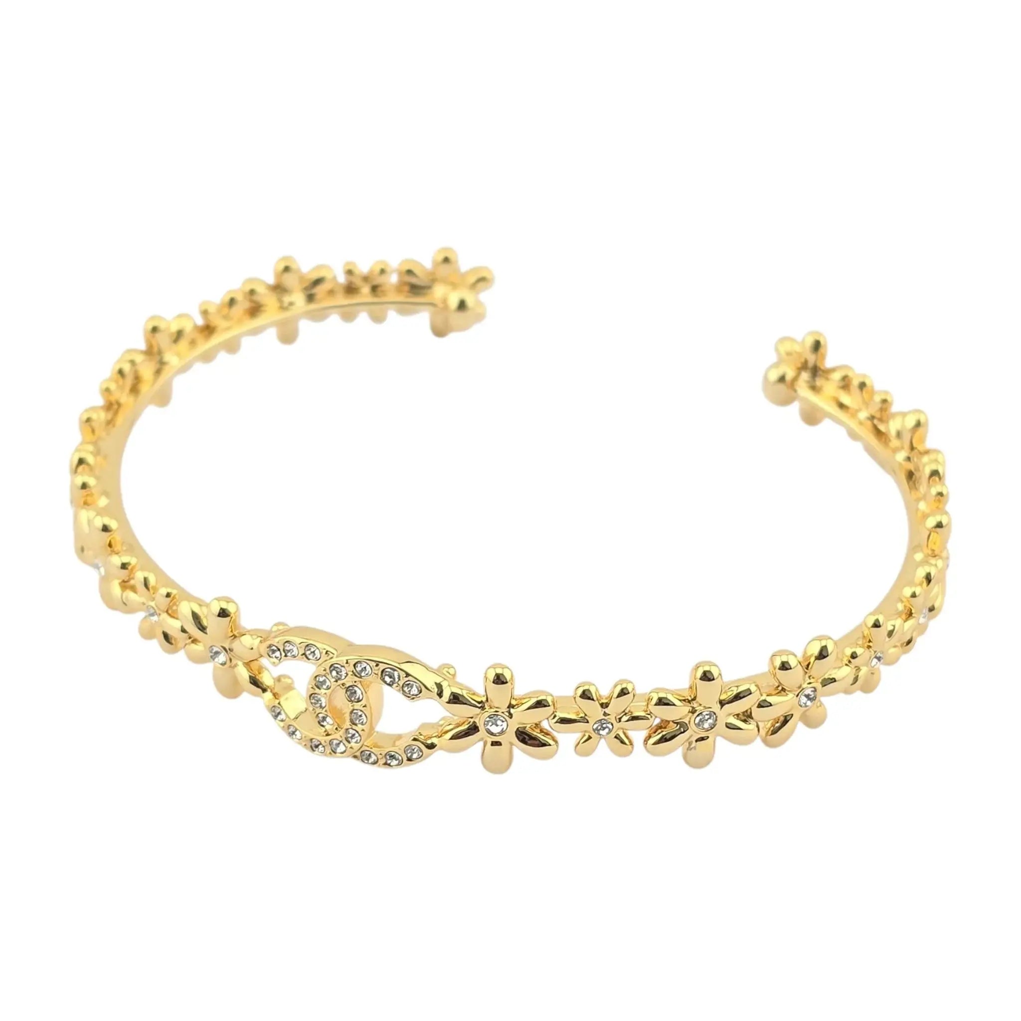 Chanel CC Gold Floral Bangle 2023 CHANEL
