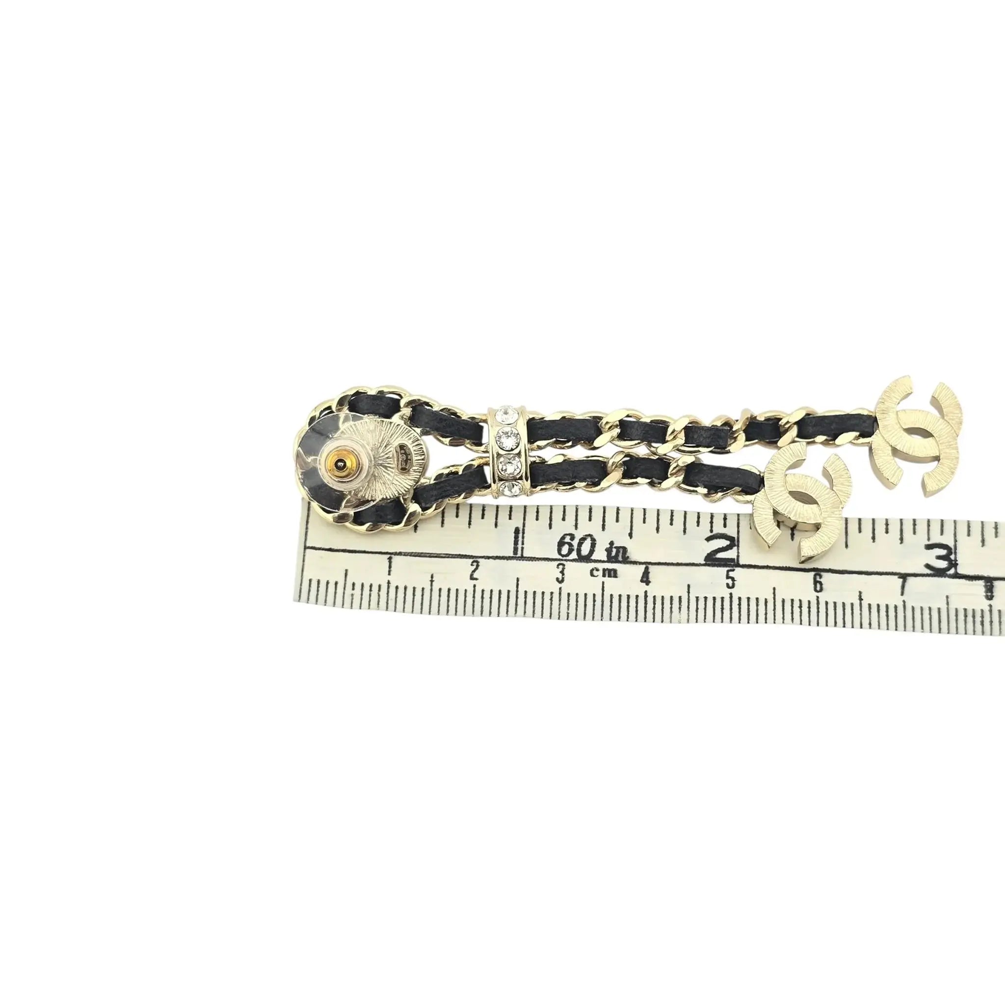 Chanel CC Black Leather Drop Earrings 2021 CHANEL