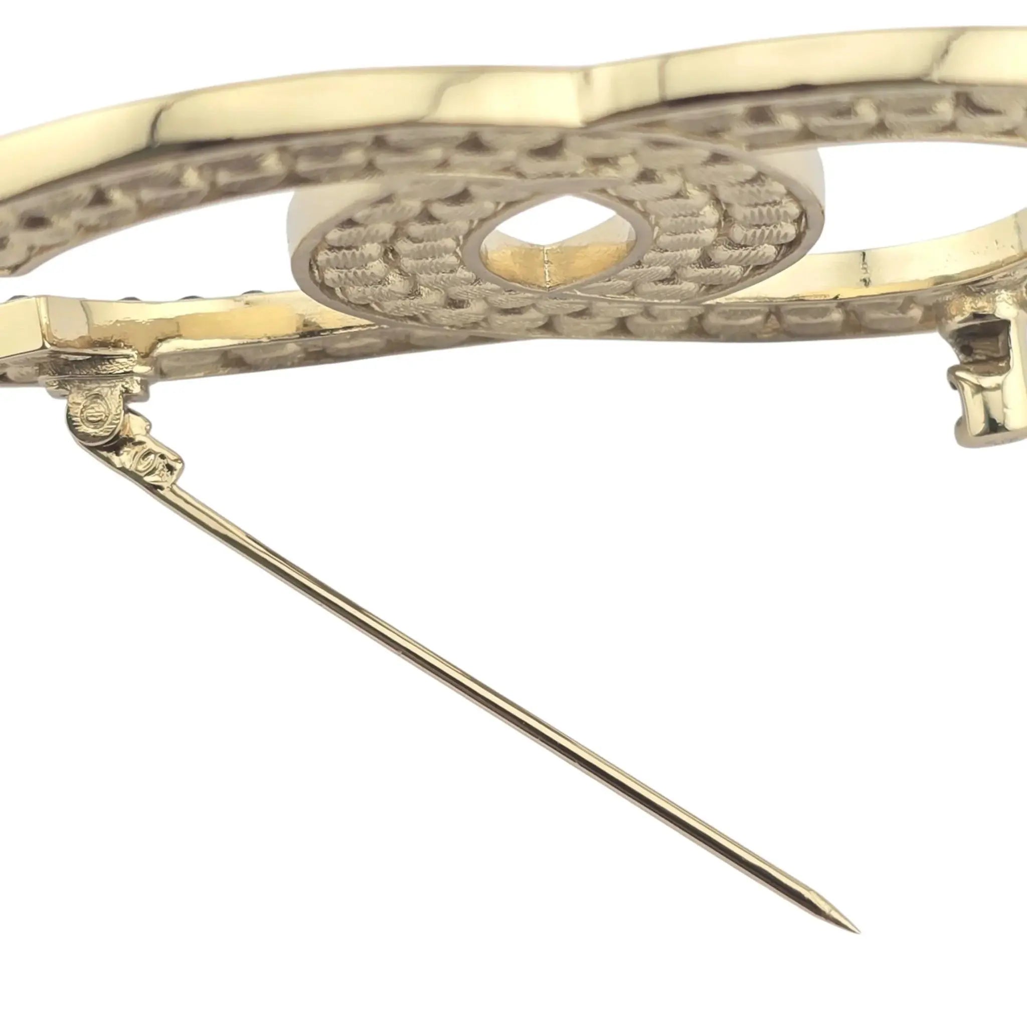 Chanel CC Metal Crystal Brooch Gold Black 2023 CHANEL