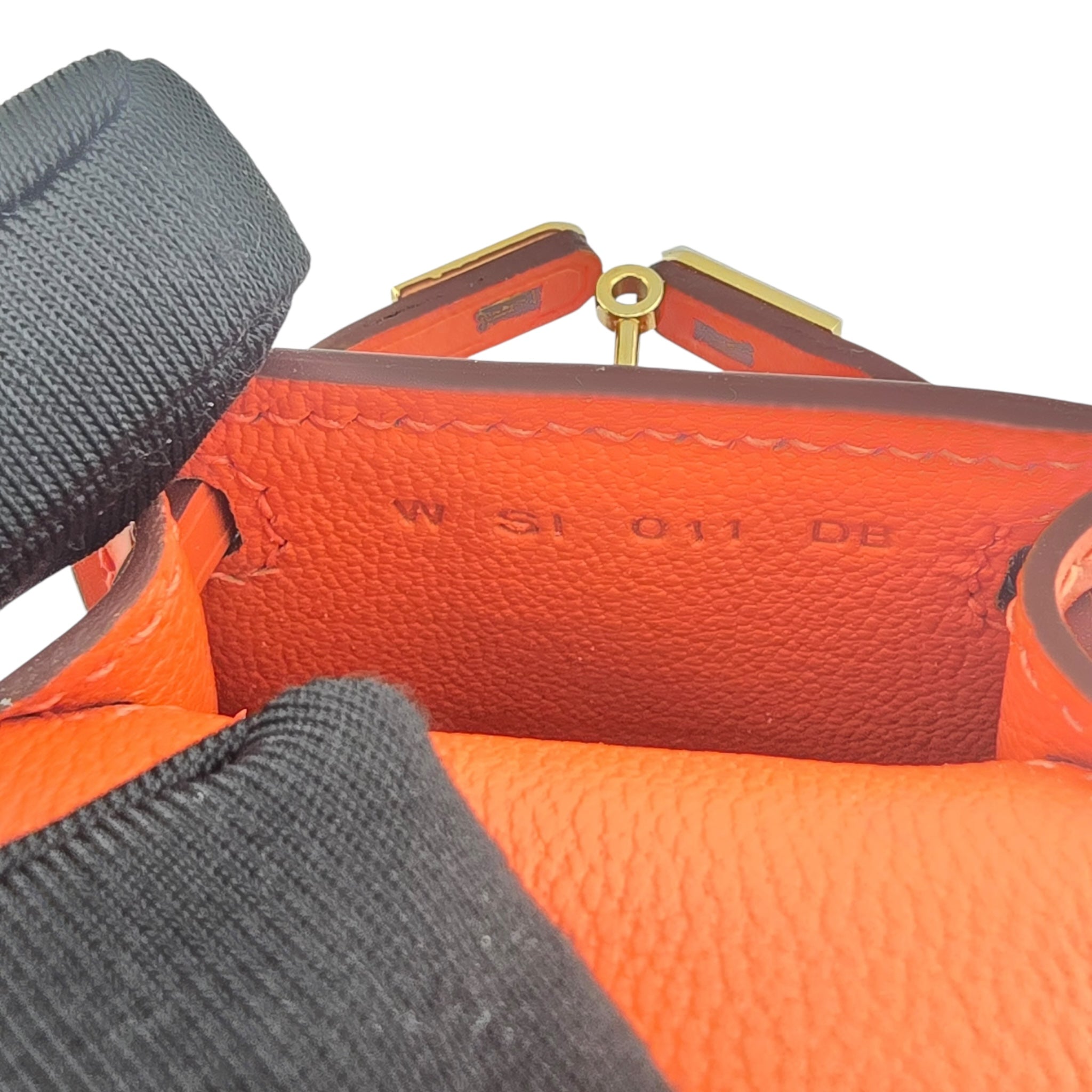 Hermes Tadelakt Mini Kelly Twilly Bag Charm Capucine HERMES