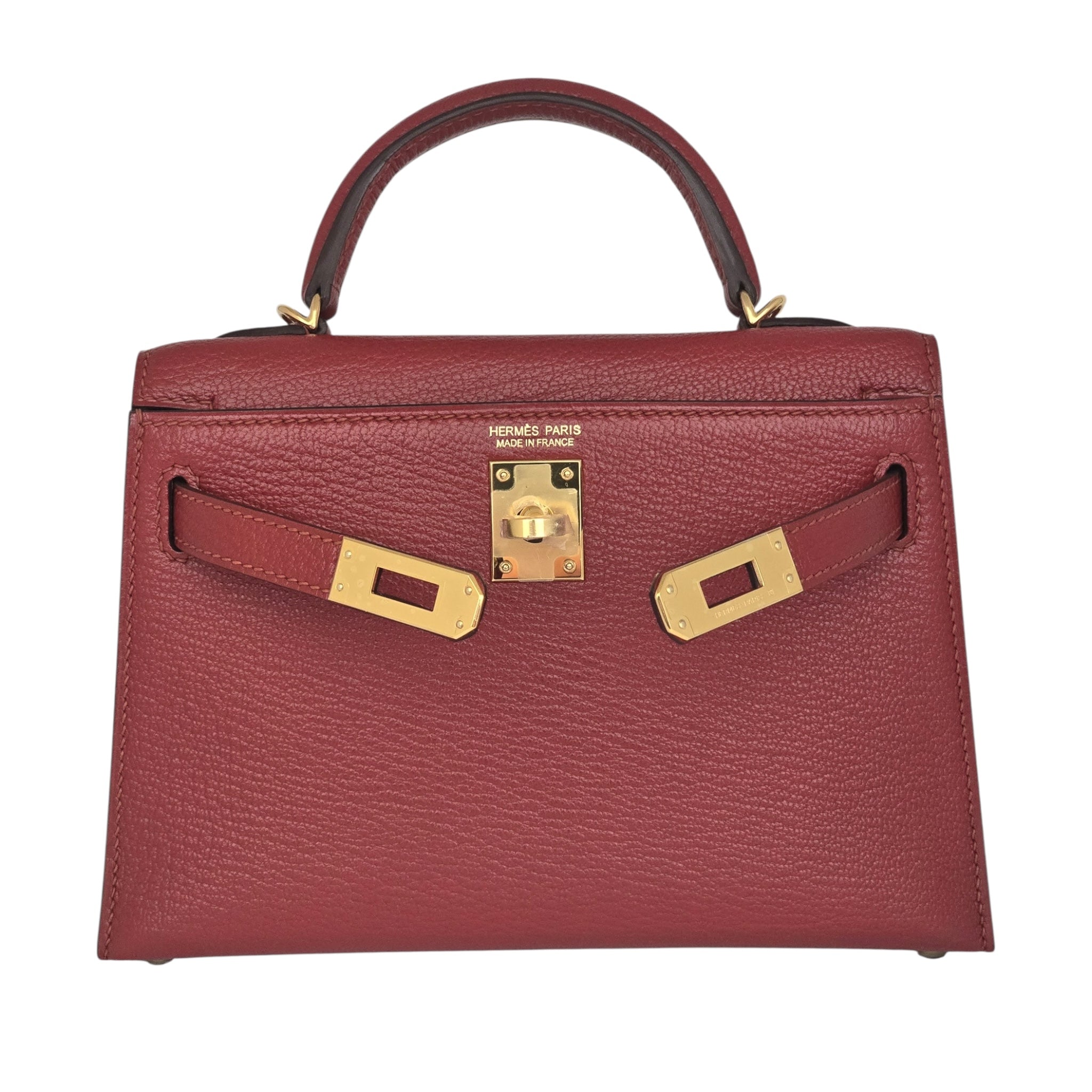 Hermes Mini Kelly II Sellier Rouge H Chèvre Gold