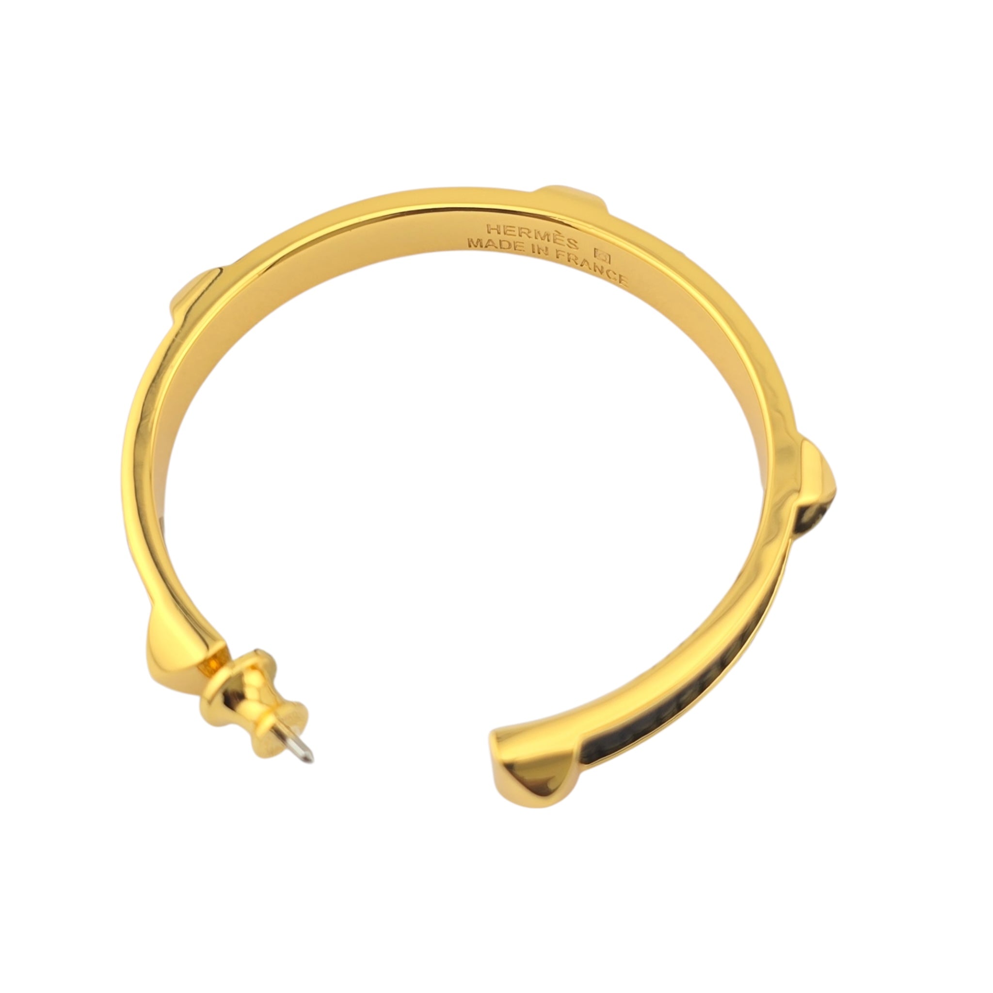 Hermes Athena Large Black Gold Earrings