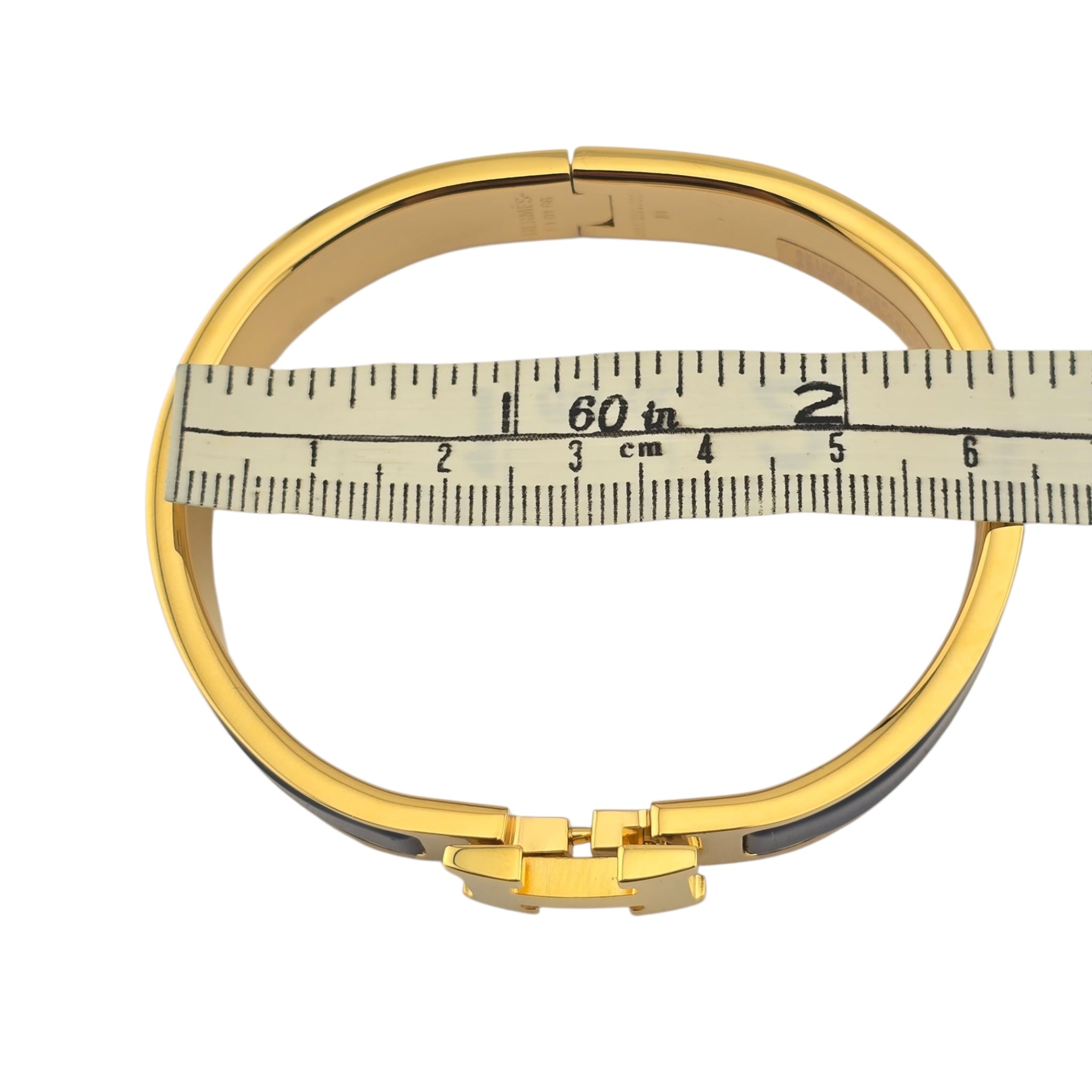 Hermes Clic H Bracelet Navy Blue Gold GM