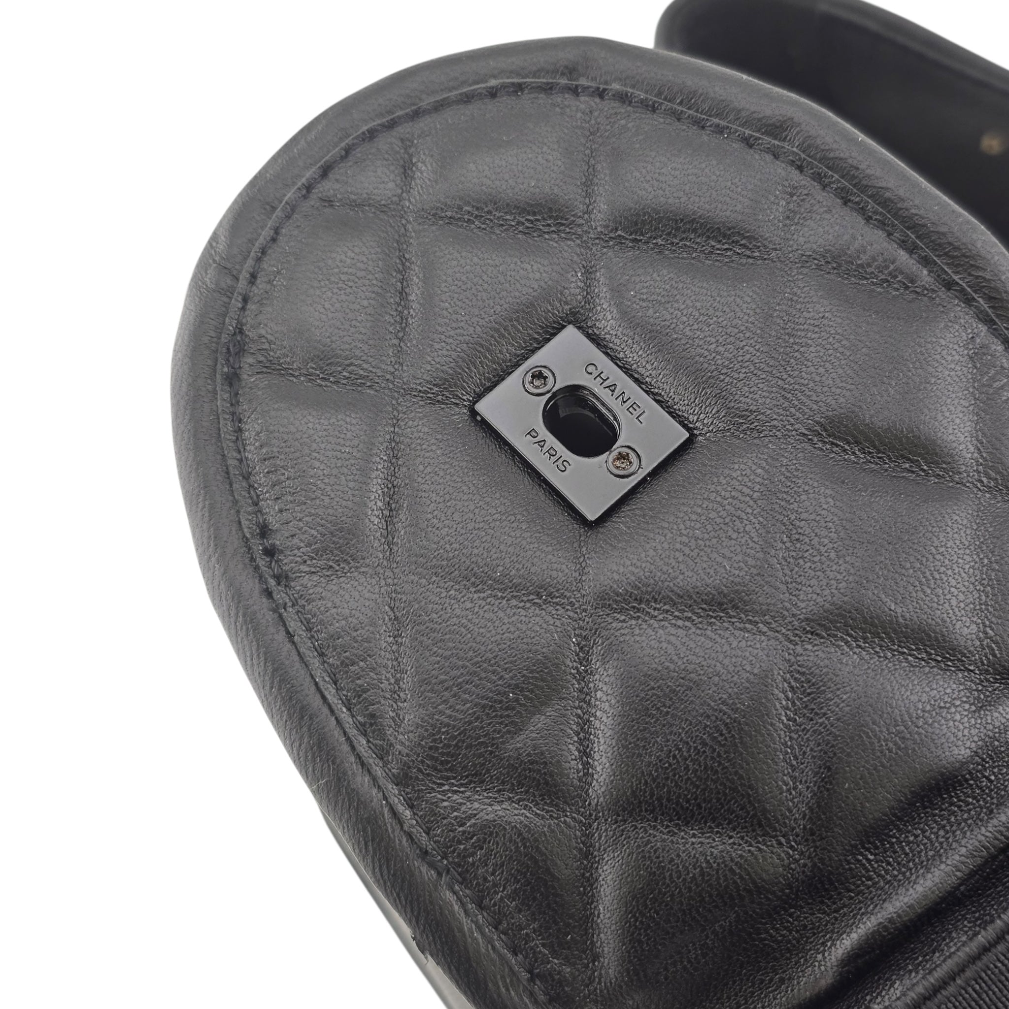 Chanel CC Lambskin Quilted Turnlock Loafers Black 39