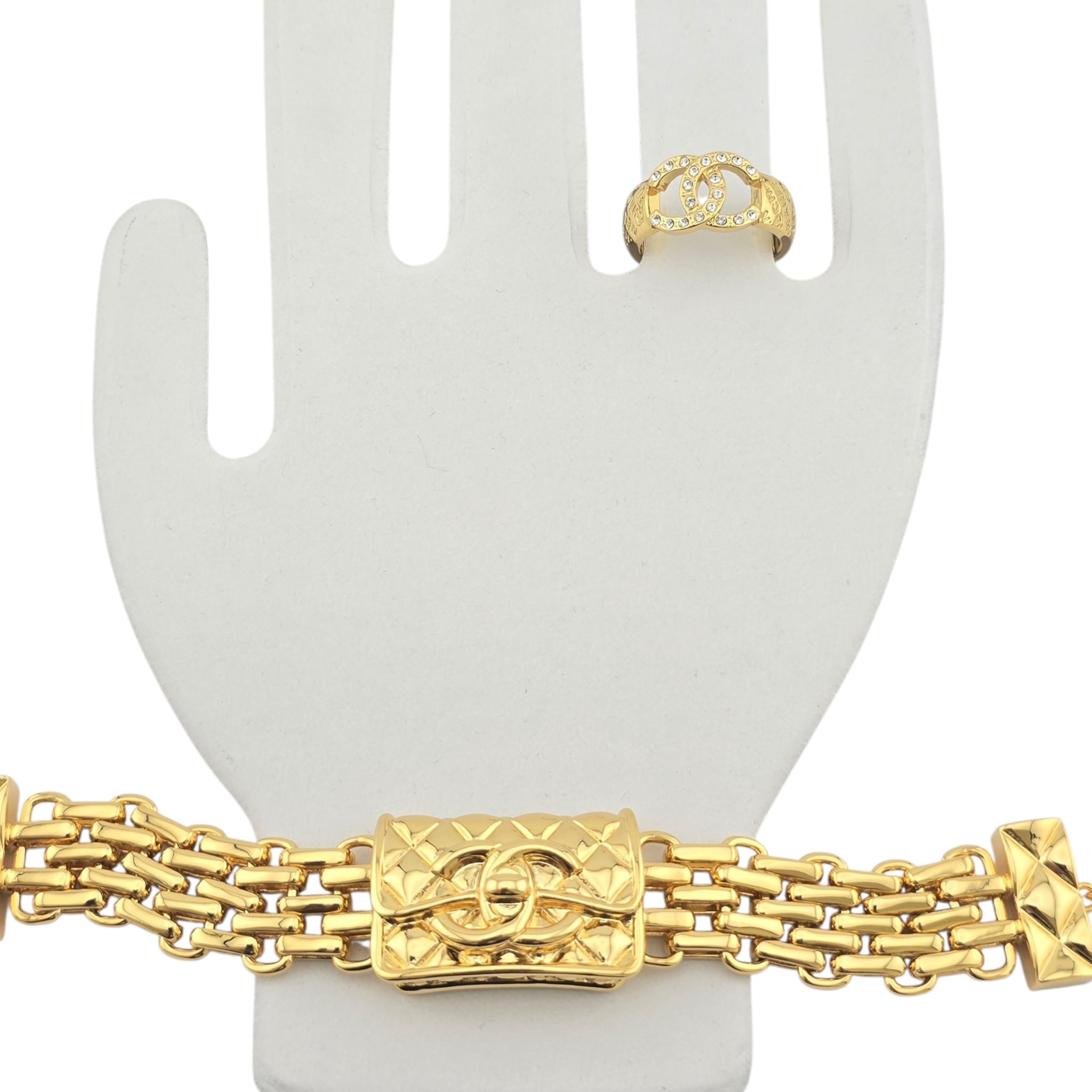 Chanel Metal CC Chain Flap Bag Bracelet Gold B23