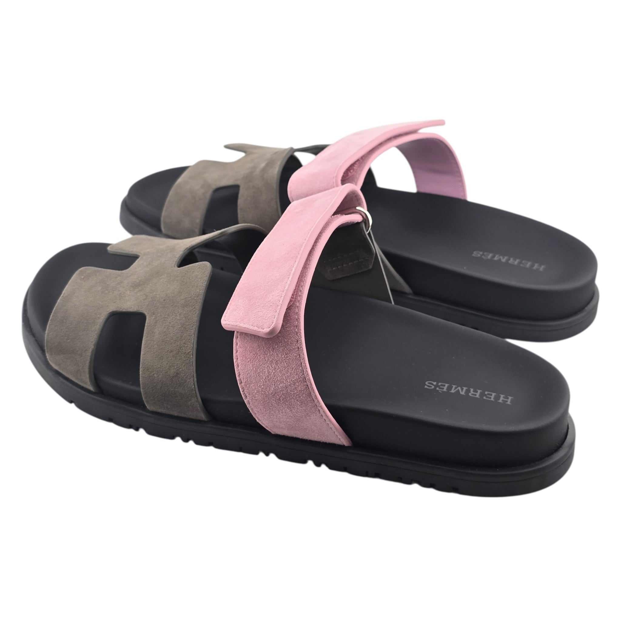 Hermes Chypre Suede Sandal Toundra / Rose 39 UK6 HERMES