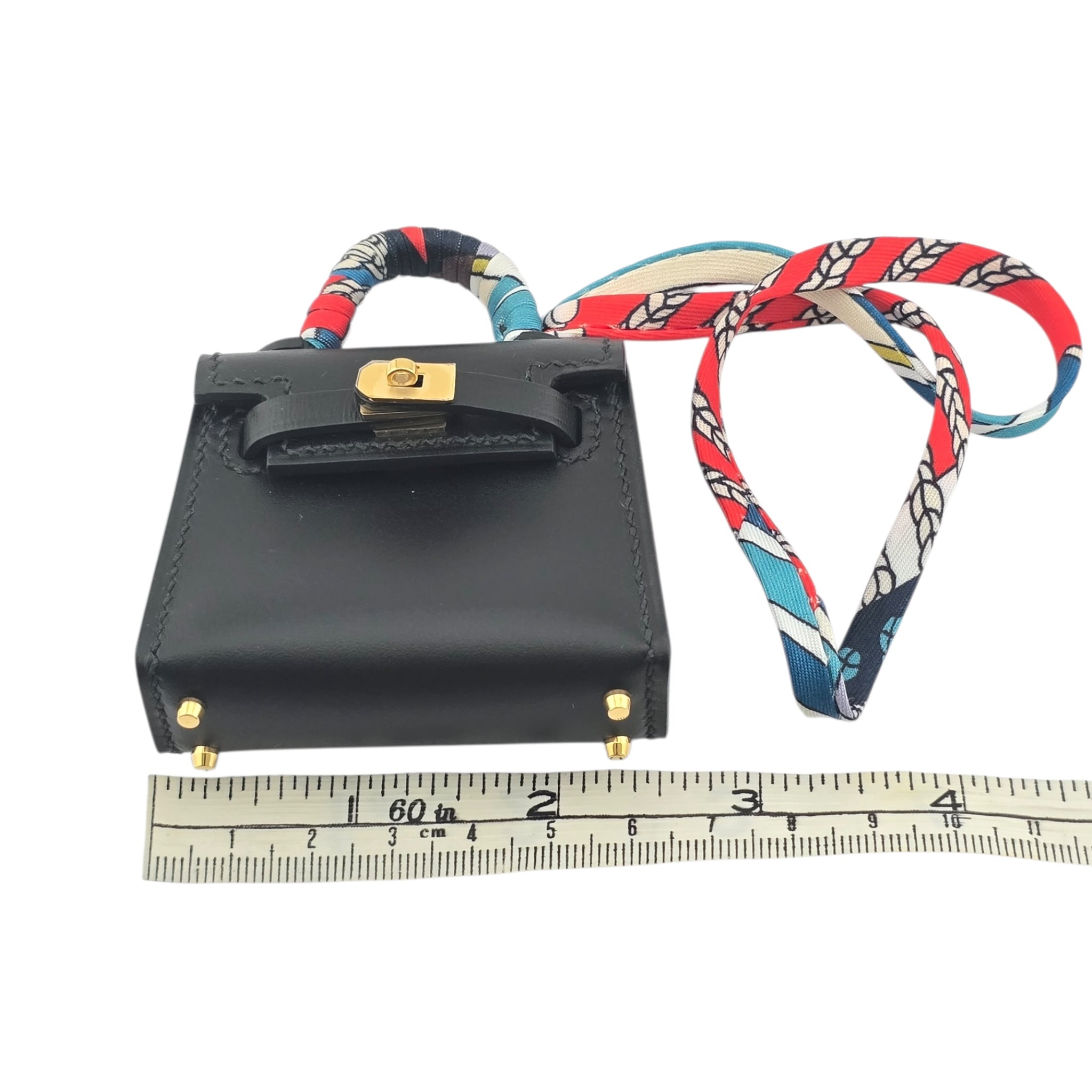 Hermes Tadelakt Mini Kelly Twilly Bag Charm Black HERMES