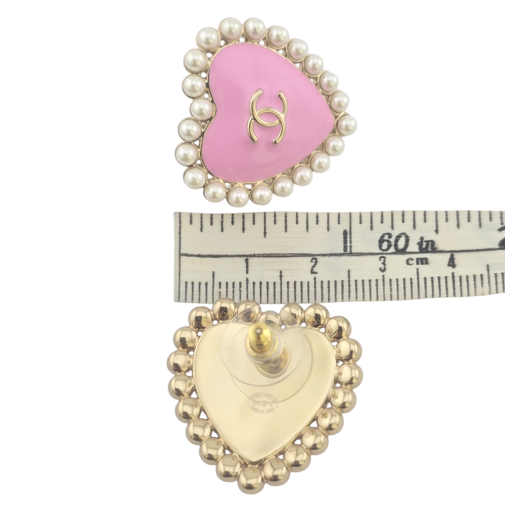 Chanel CC Pink Gold Heart Faux Pearl Earrings 2025 CHANEL