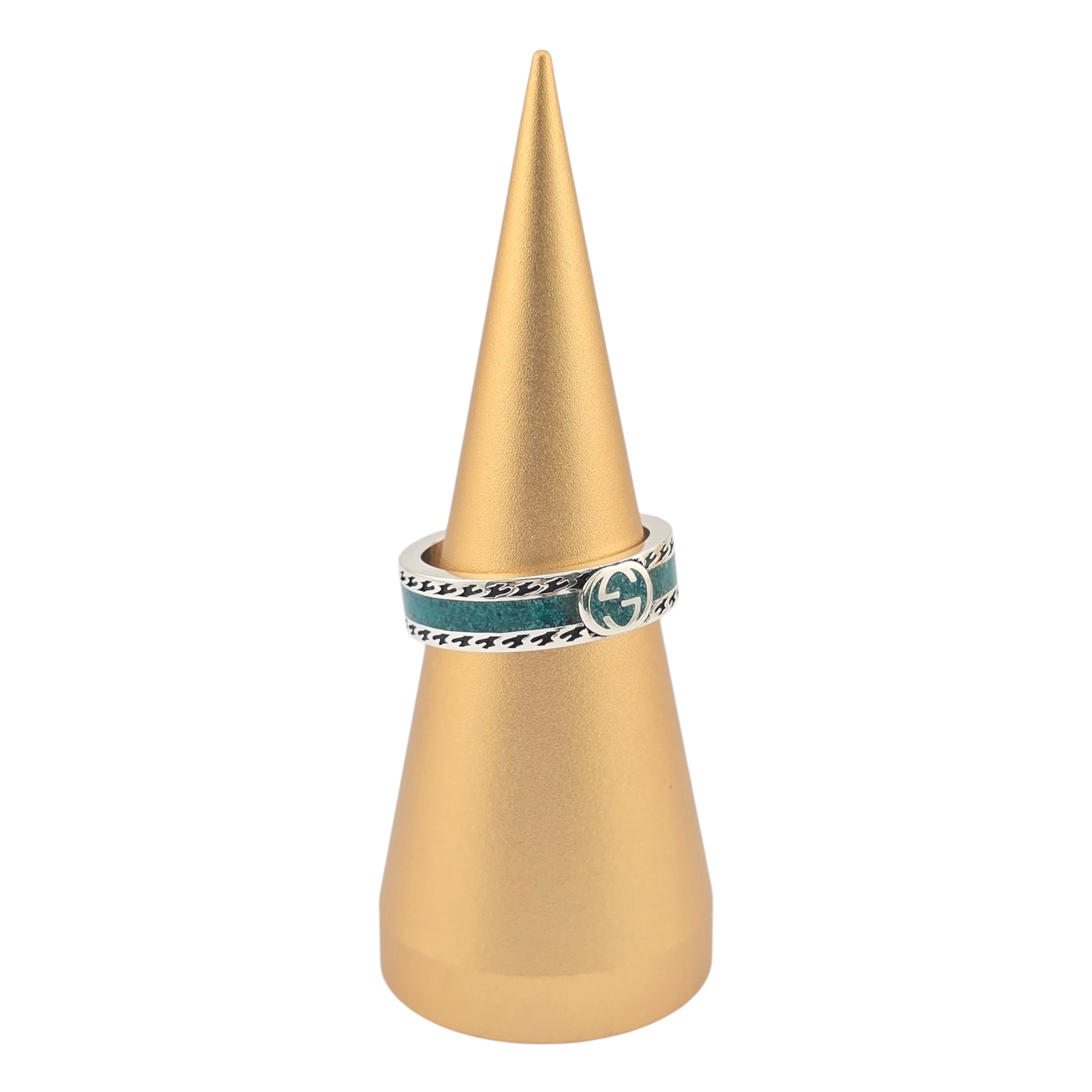 GUCCI Interlocking G Sterling Silver Turquoise Enamel Ring GUCCI