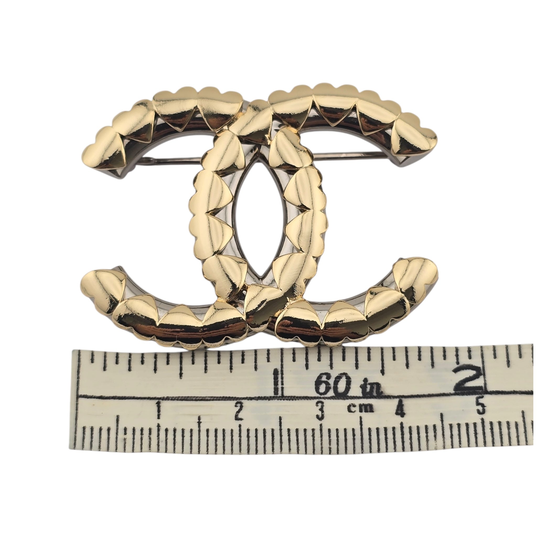 Chanel CC Gold Ruthenium Hearts Brooch 2022 CHANEL