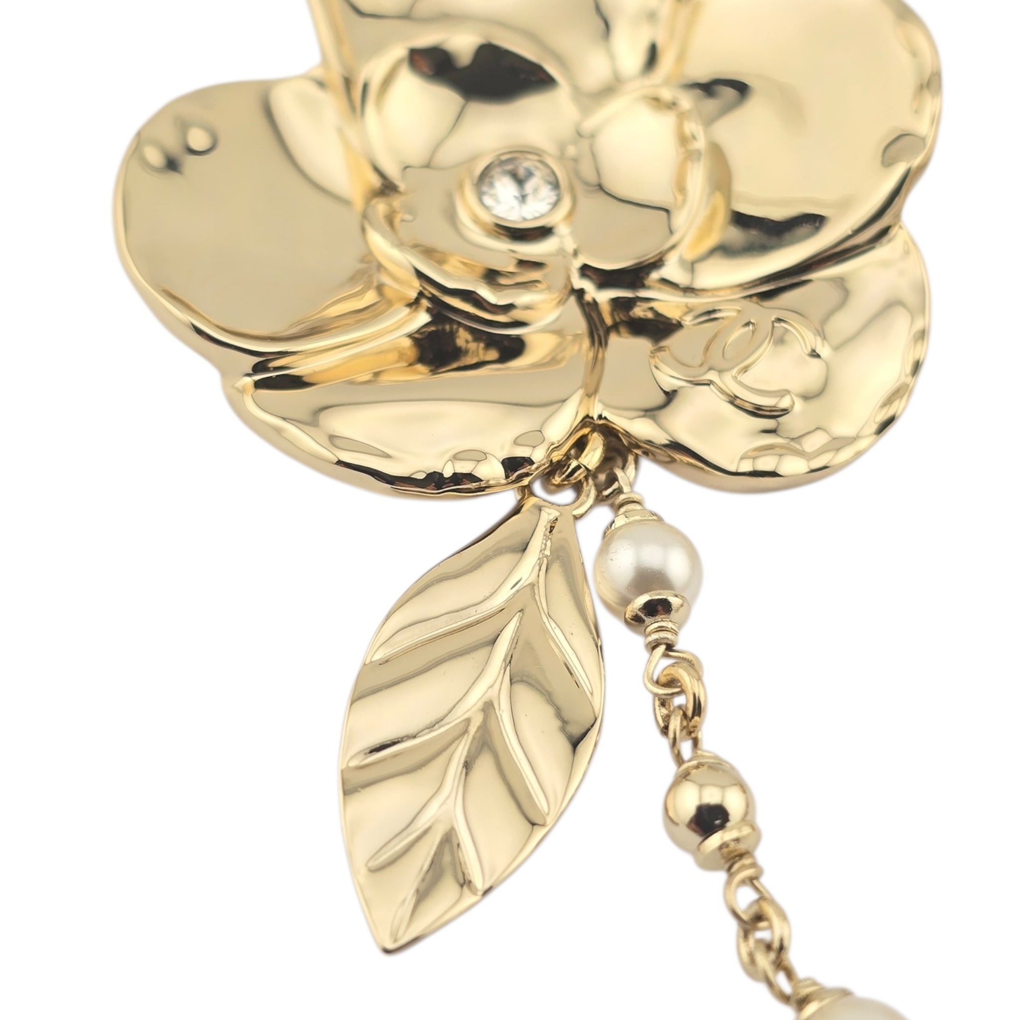 Chanel CC Camelia Chain Gold Brooch 2024 CHANEL