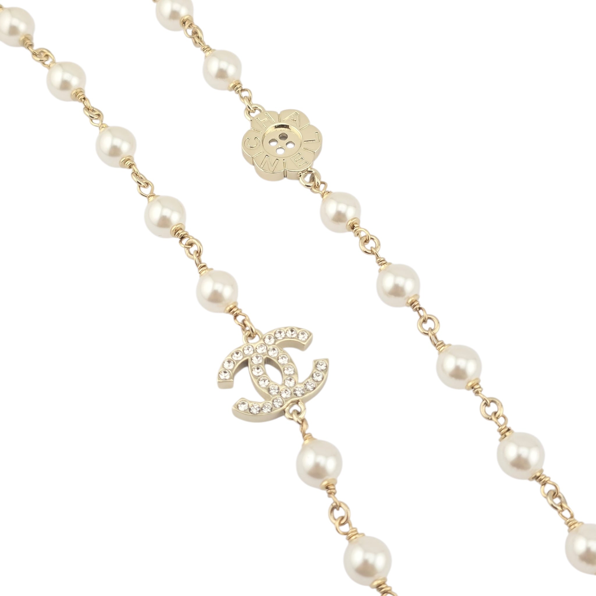 Chanel CC Faux Pearl Gold Long Necklace 2026