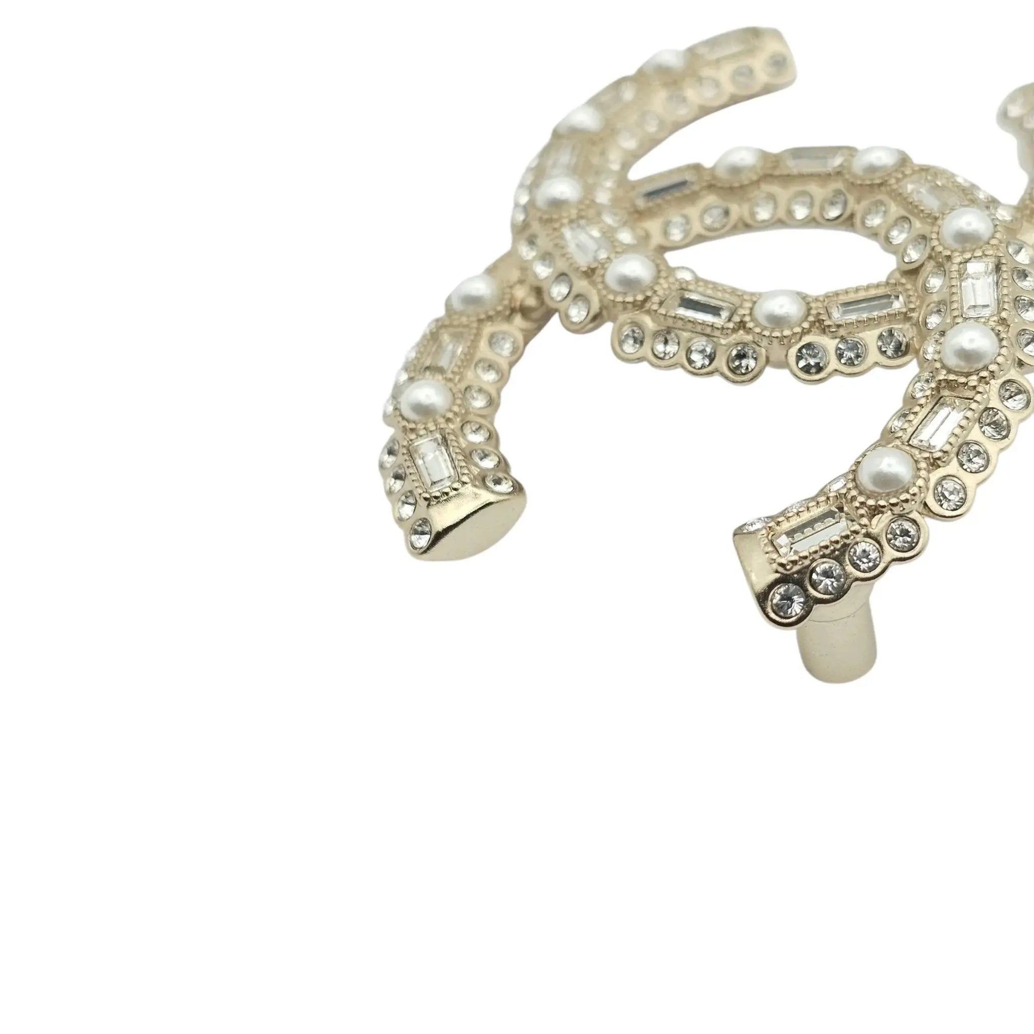 Chanel CC Crystal Pearl Brooch 22K CHANEL