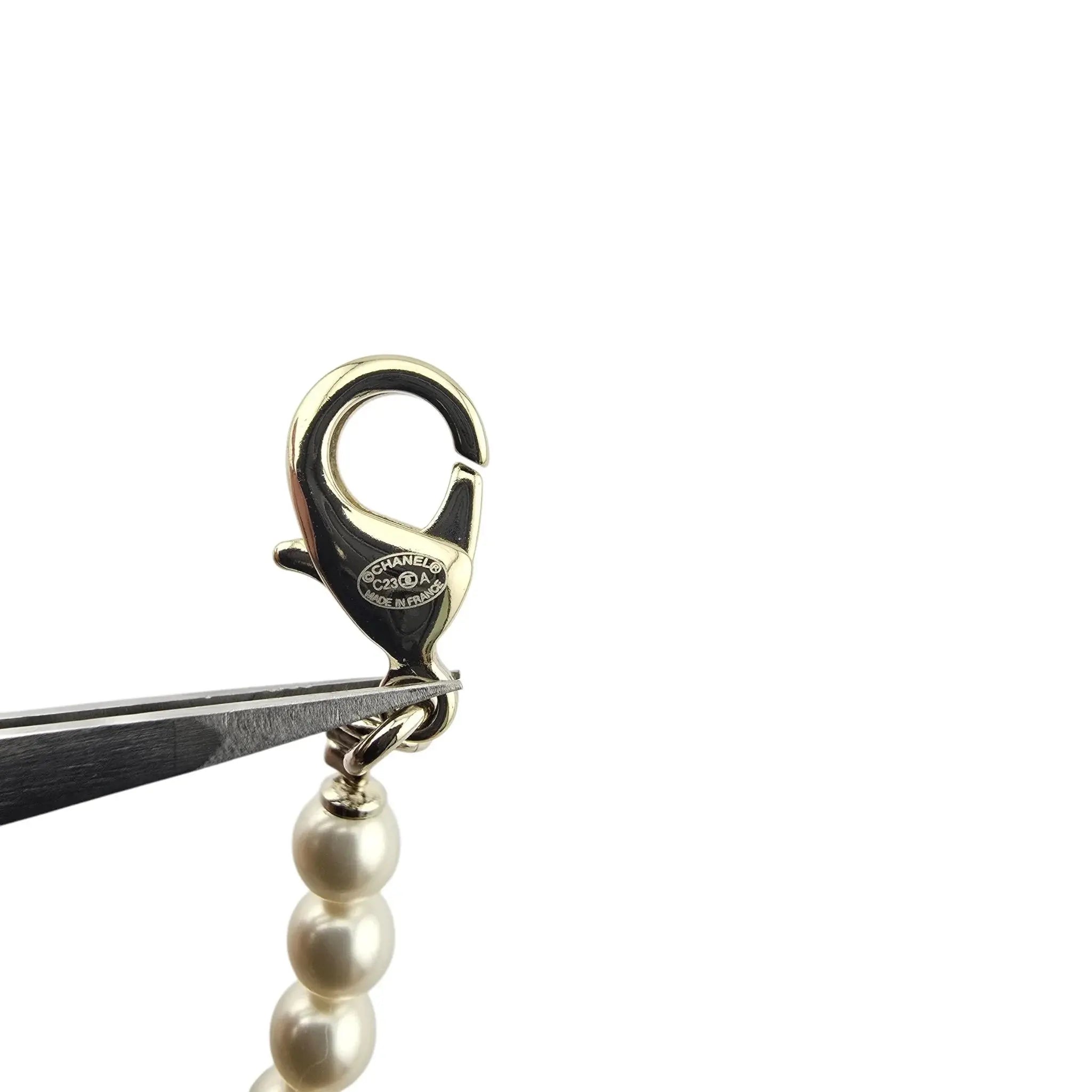 Chanel CC Long Faux Pearl Necklace Star Crystals 2023 CHANEL