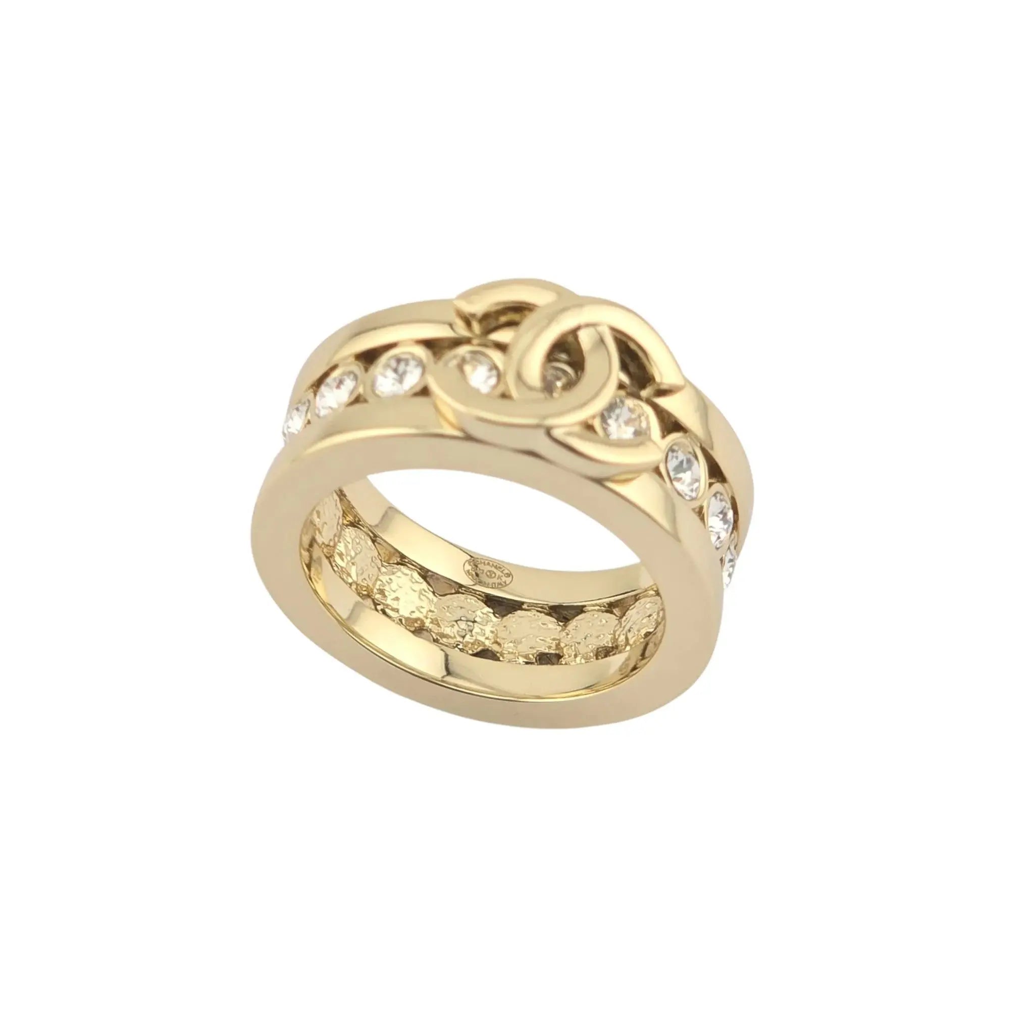 Chanel CC Gold Crystal Ring 2023 CHANEL