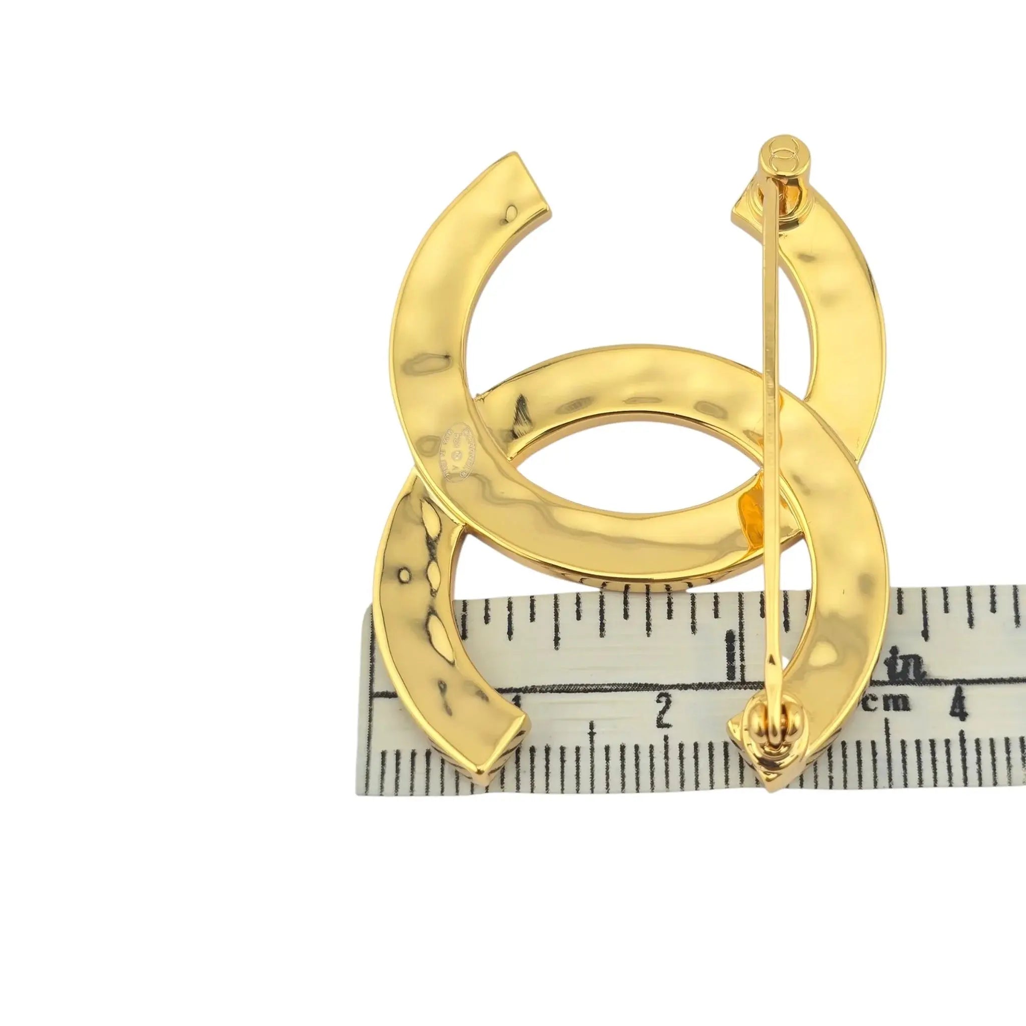 Chanel CC Metal Paris Button Large Brooch Gold 2020 CHANEL