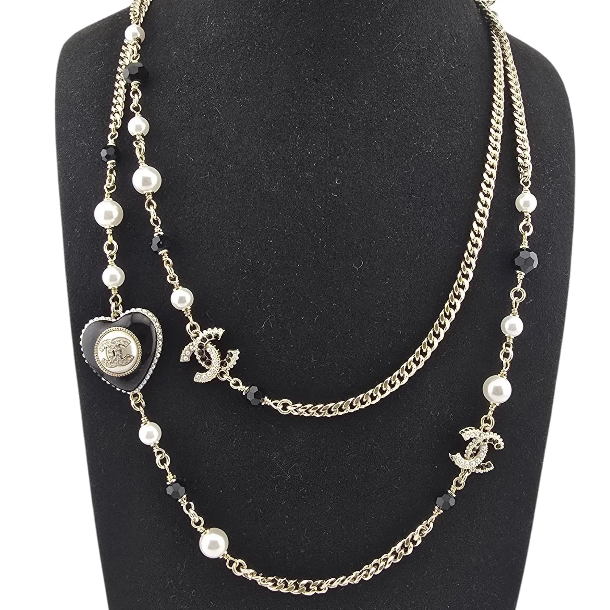 Chanel CC Black Heart Long Necklace 2022 CHANEL