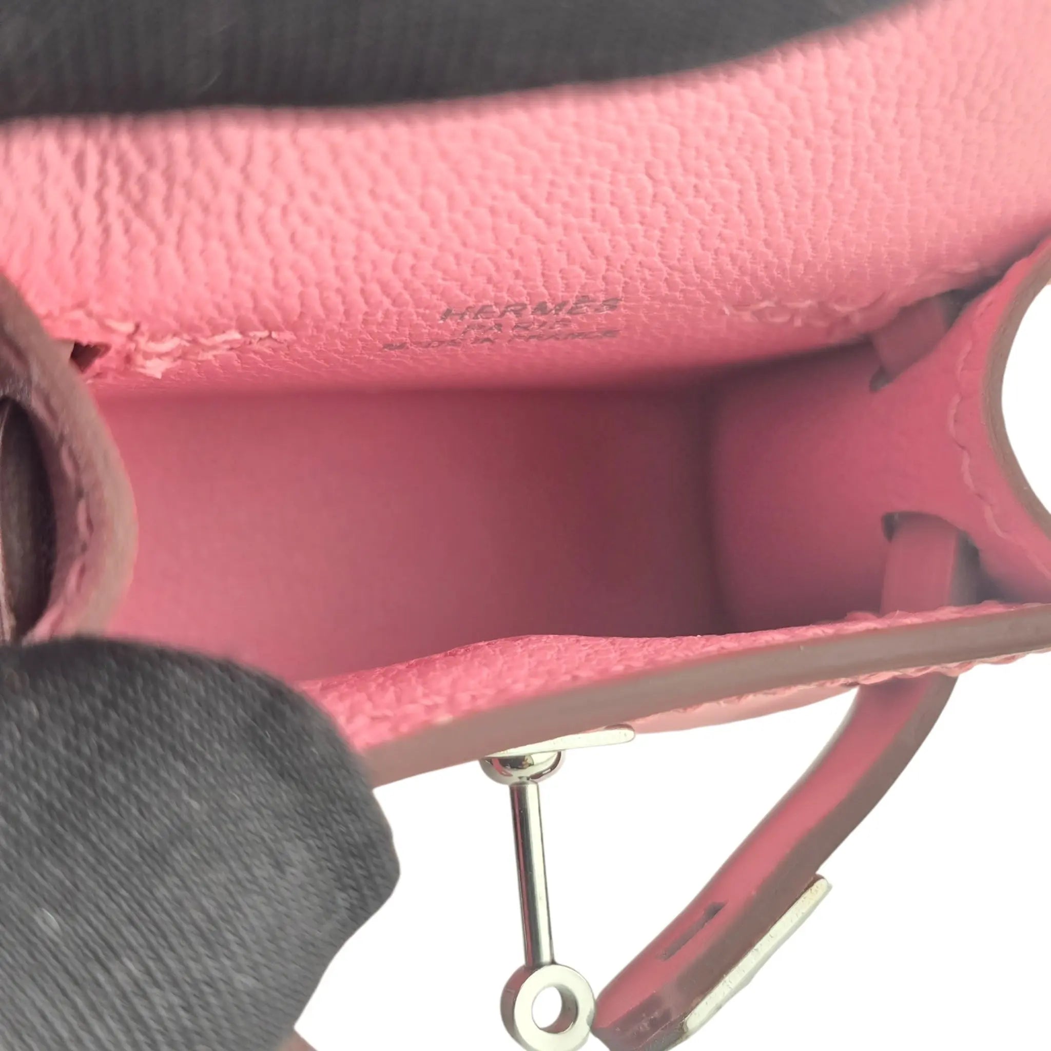 Hermes Rose Sakura Tadelakt Mini Kelly Twilly Bag Charm Palladium Hardware HERMES