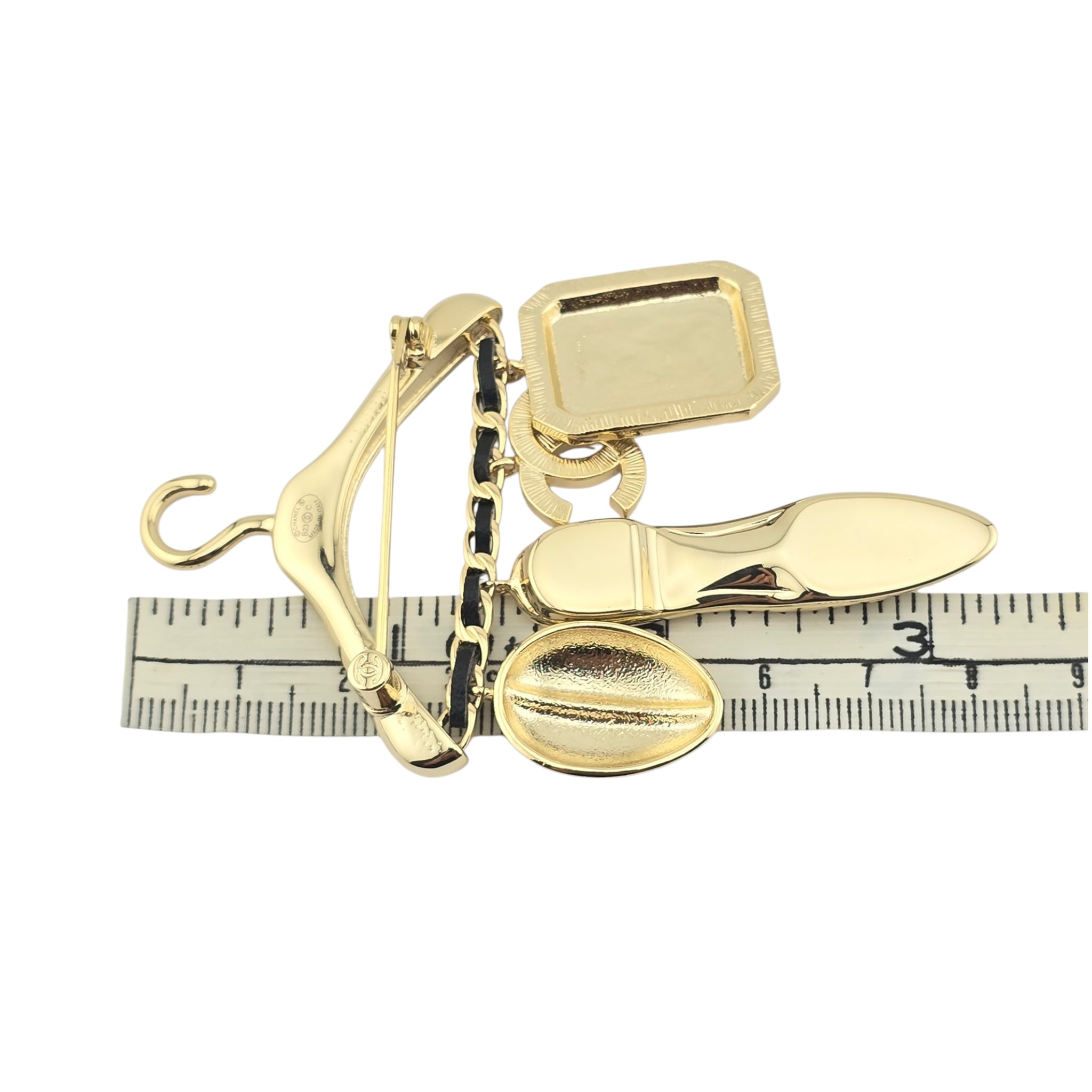 Chanel CC Crystal Charms Hanger Brooch Gold Black 2023