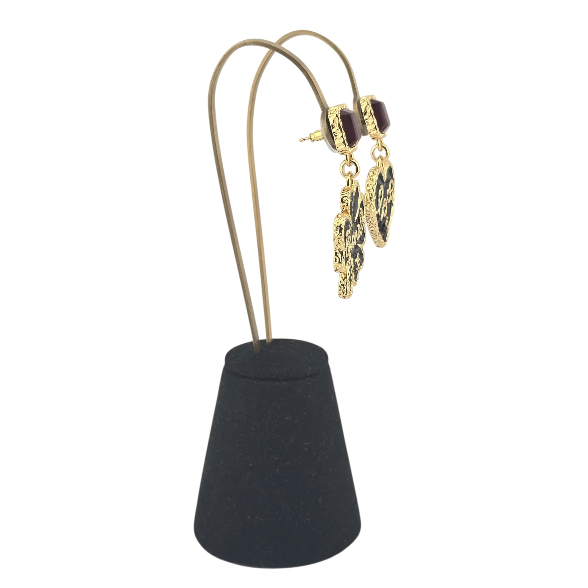 Chanel CC Clover Heart Black Gold Earrings 2024 CHANEL