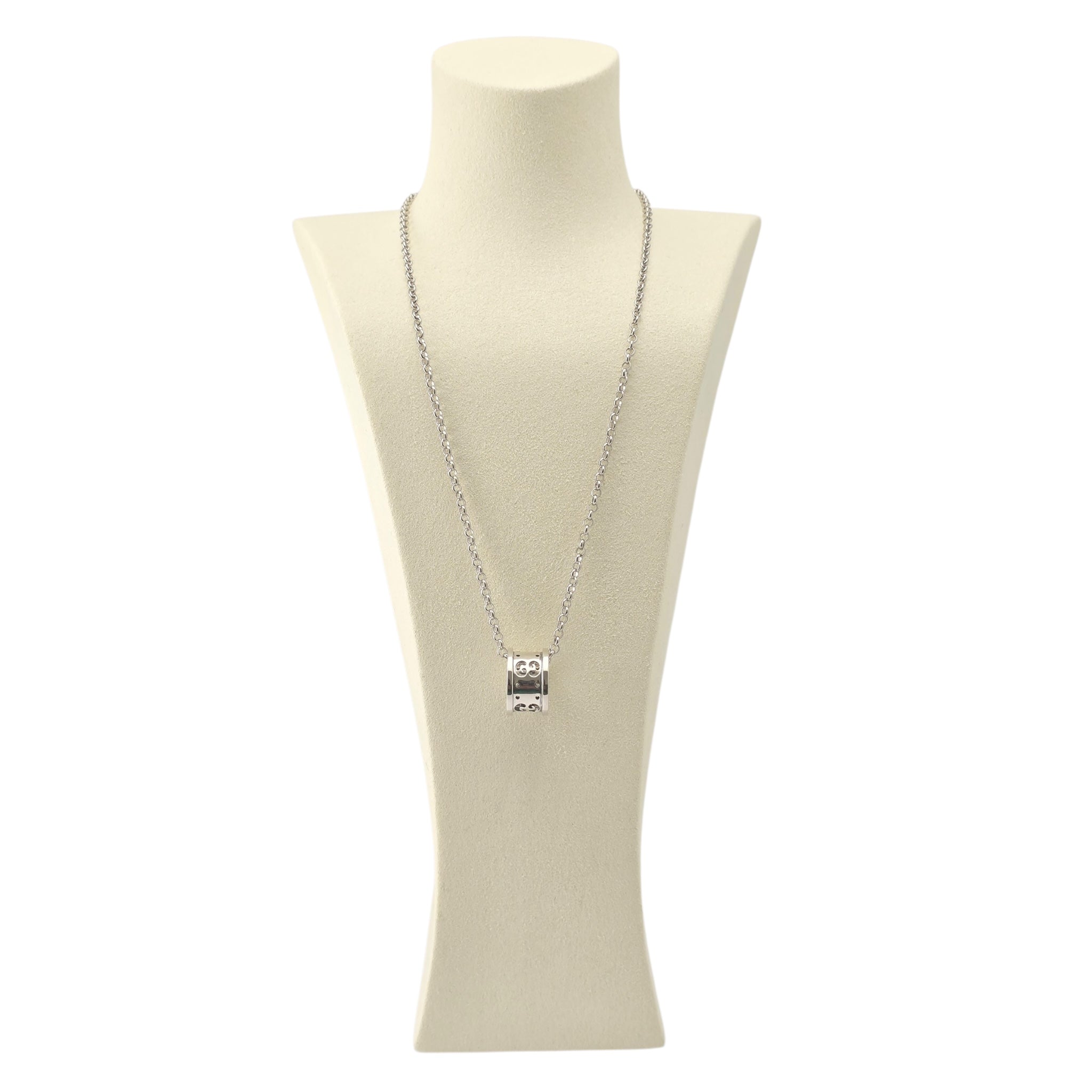GUCCI GG Icon Twill Sterling Silver Necklace GUCCI