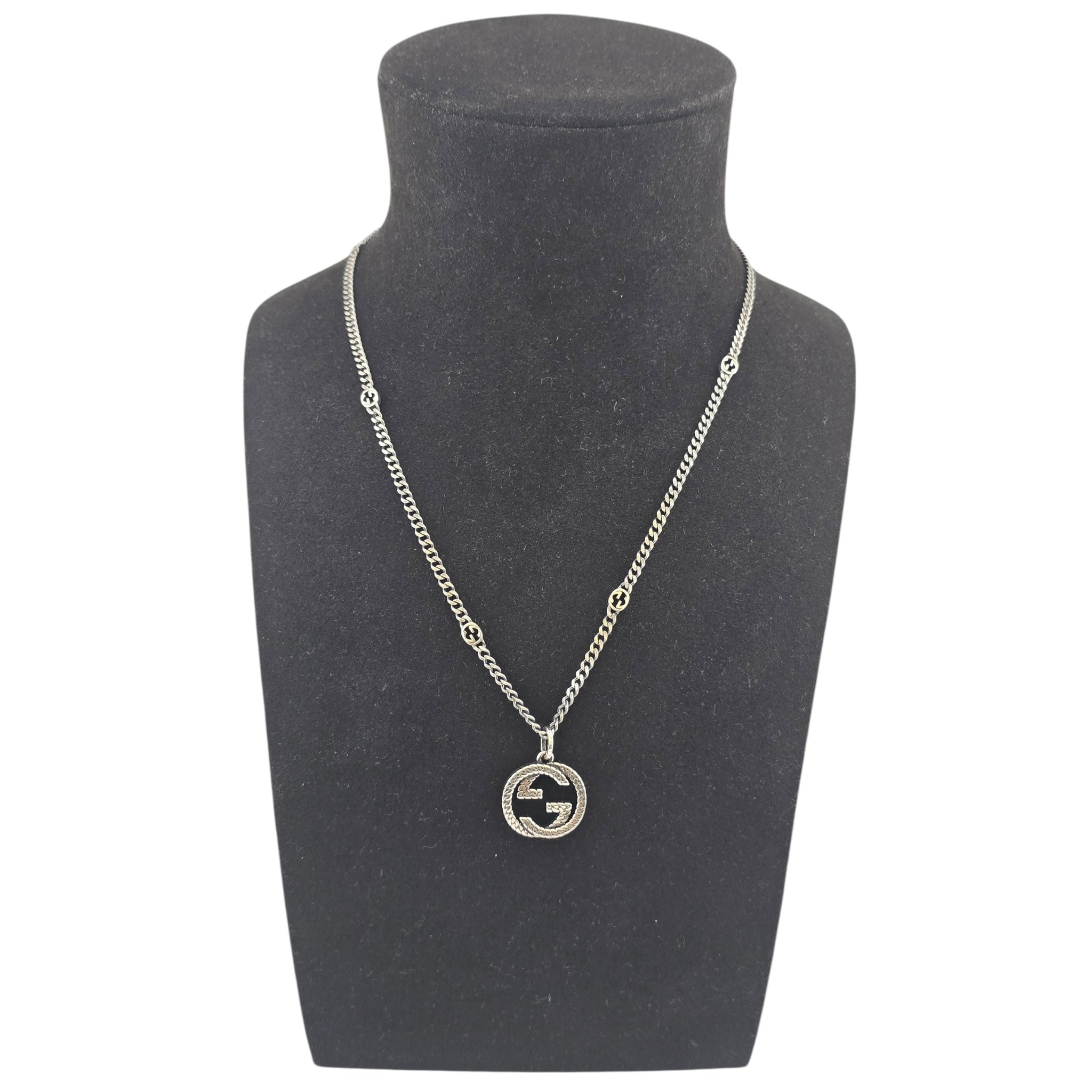 GUCCI GG Interlocking Silver Necklace 50cm GUCCI