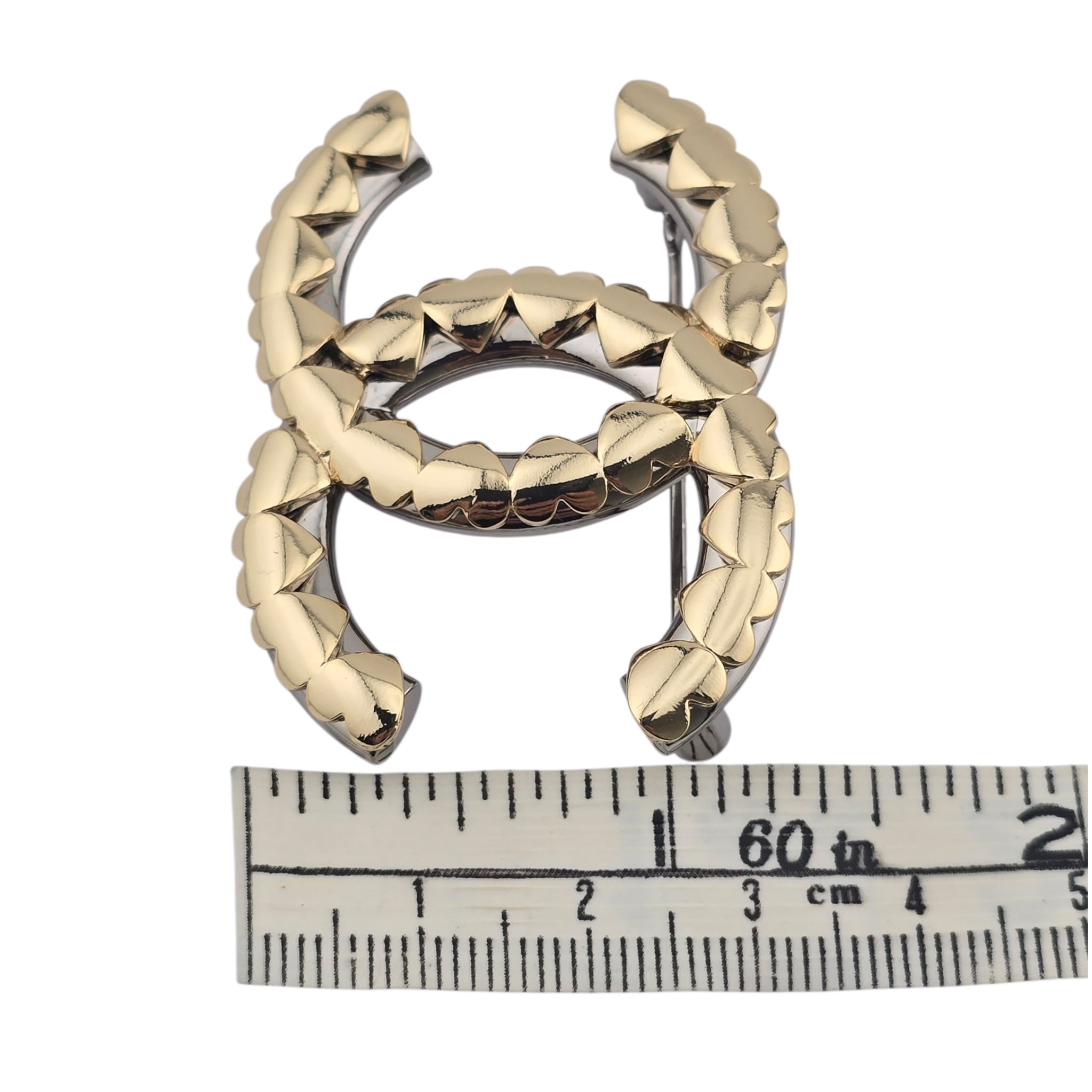 Chanel CC Gold Ruthenium Hearts Brooch 2022 CHANEL