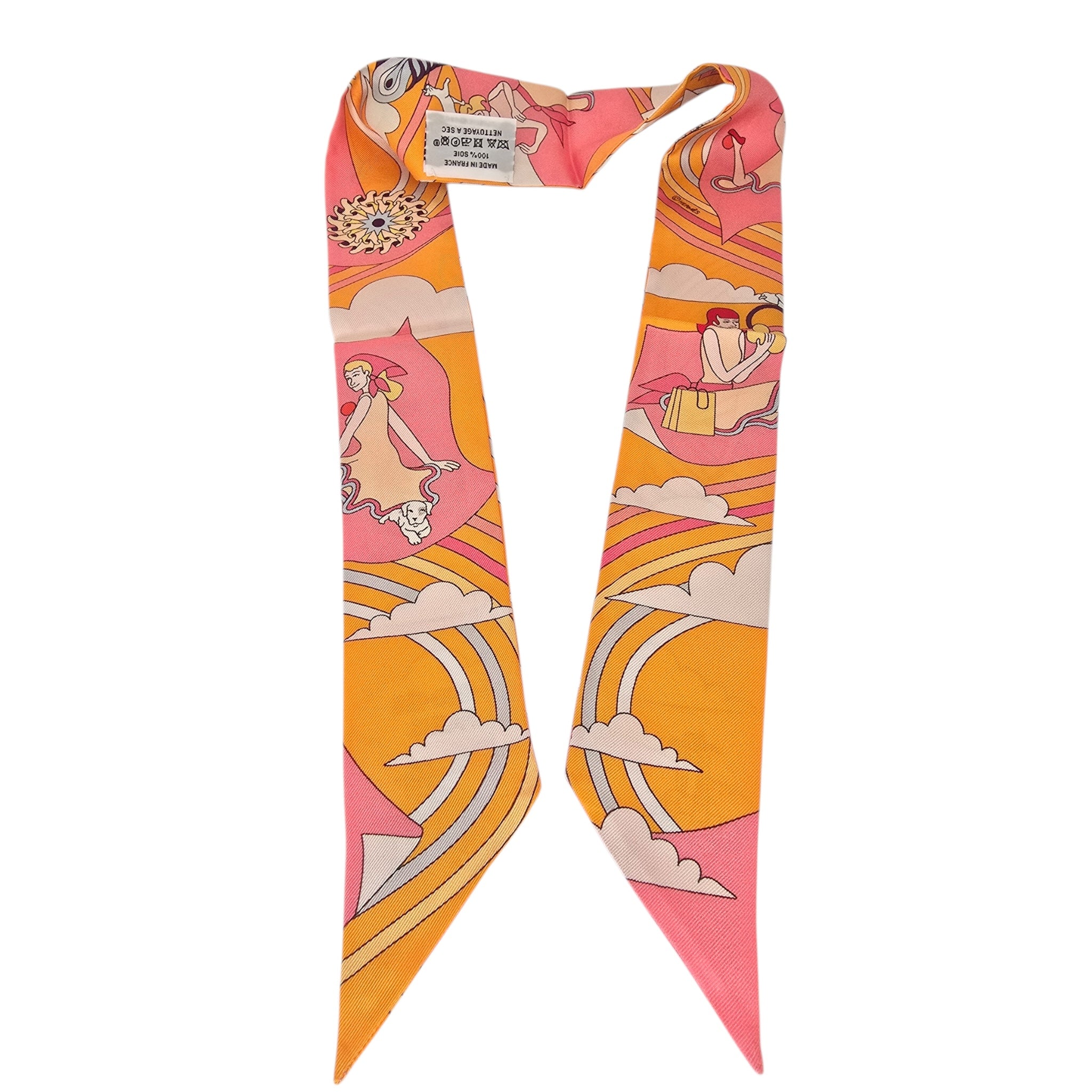 Hermes Silk Twilly Carres Volants Orange Silk HERMES