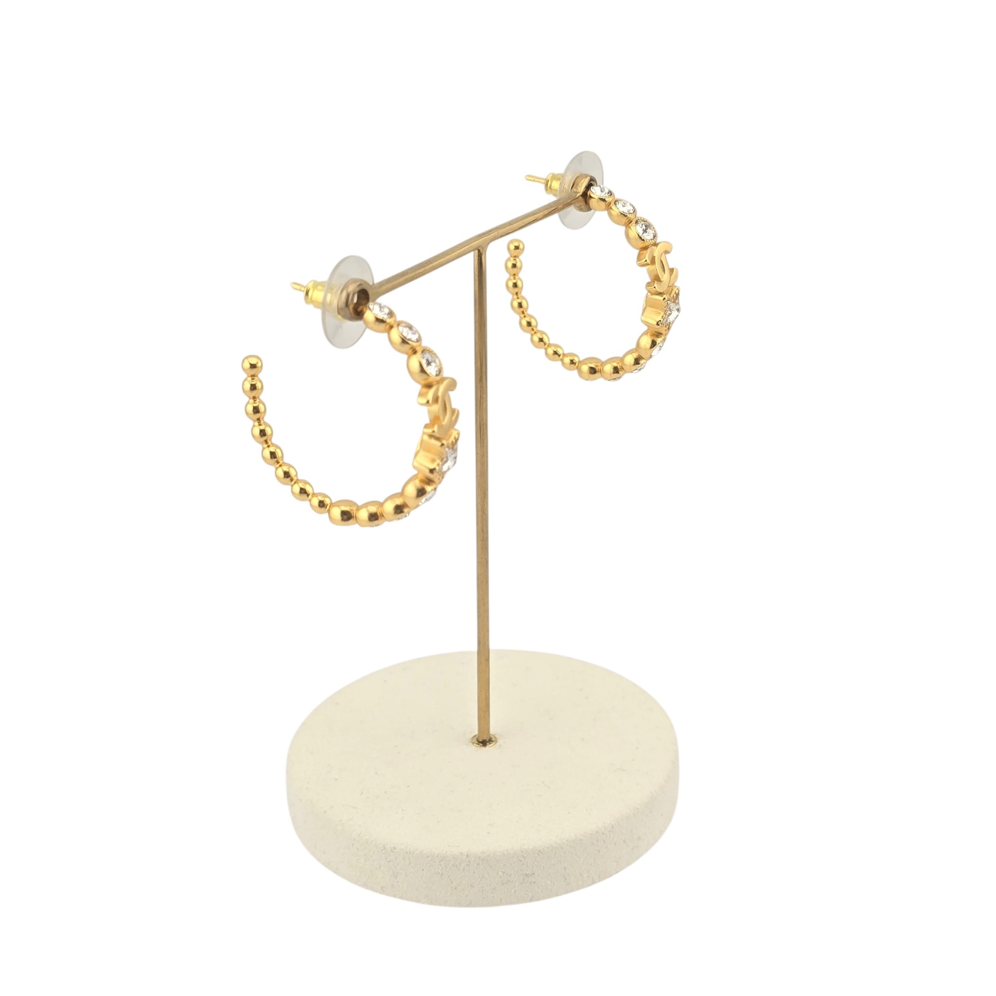 Chanel CC Gold Hoop Star Crystal Earrings 2024 CHANEL