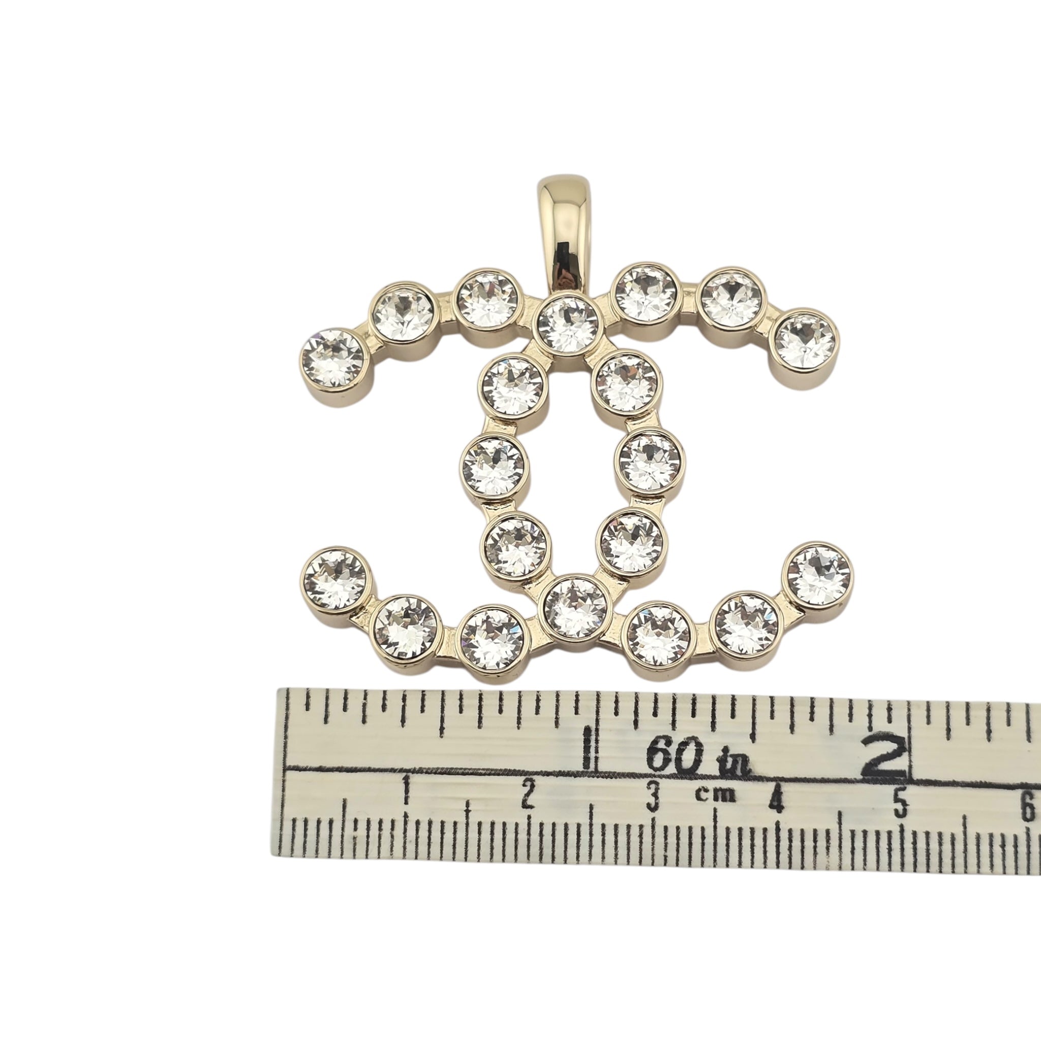 Chanel CC Crystal Pendant Gold Necklace 2023