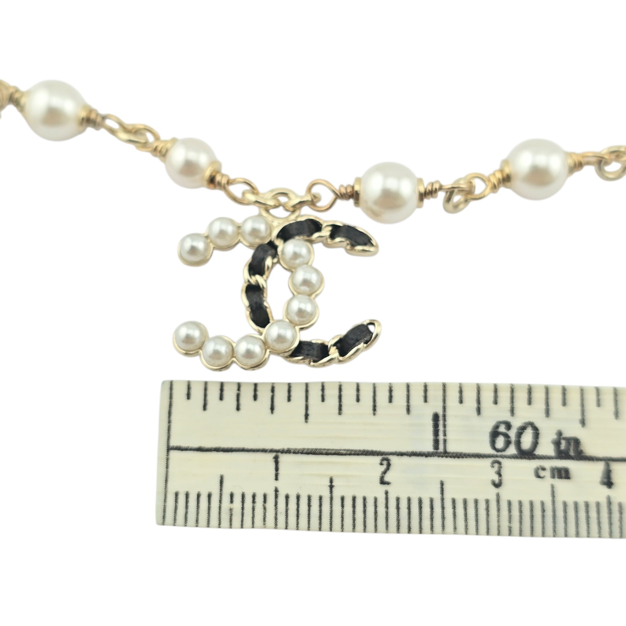 Chanel CC Gold Faux Pearl Pendant Necklace 2025