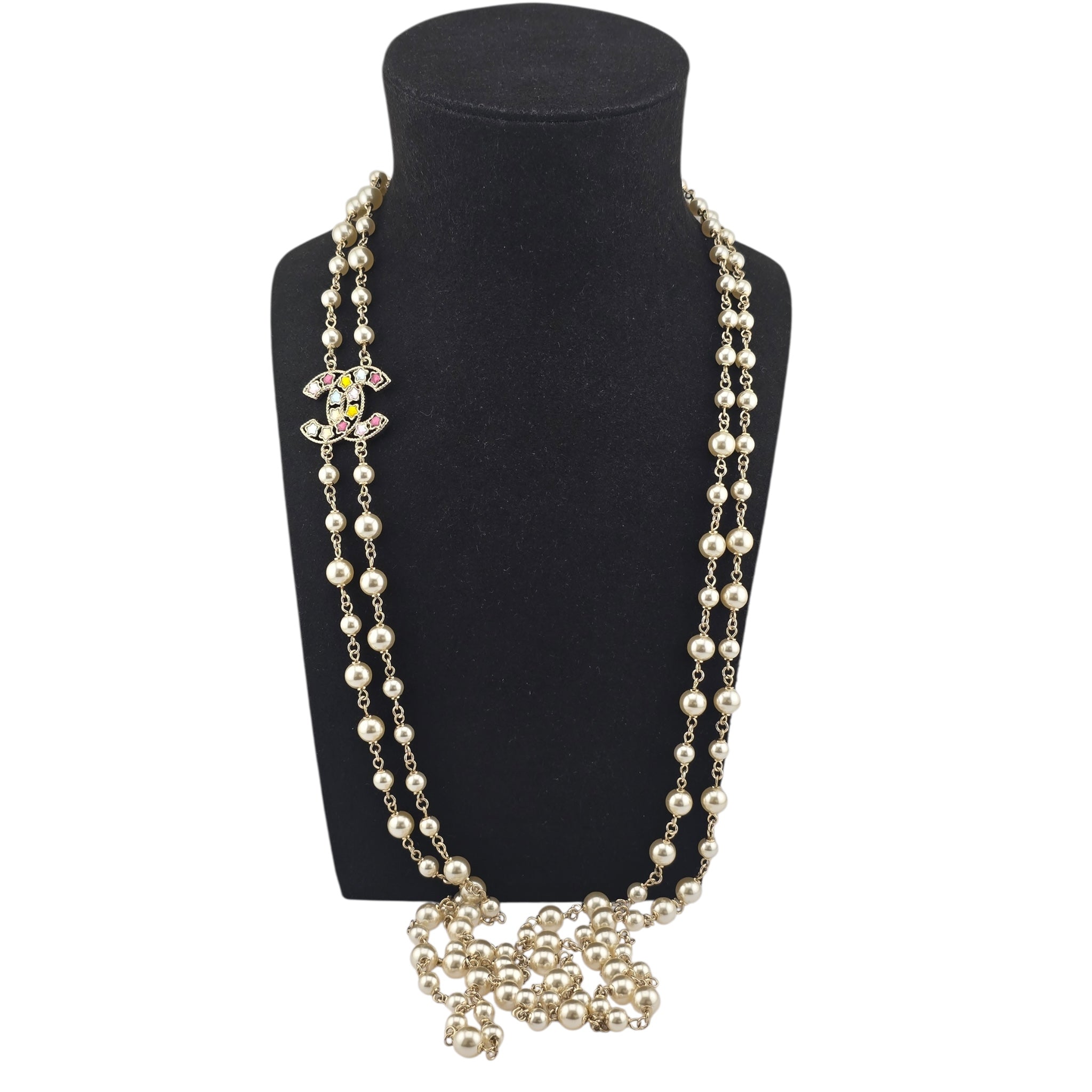 Chanel CC Multicoloured Faux Pearl Long Necklace 2025