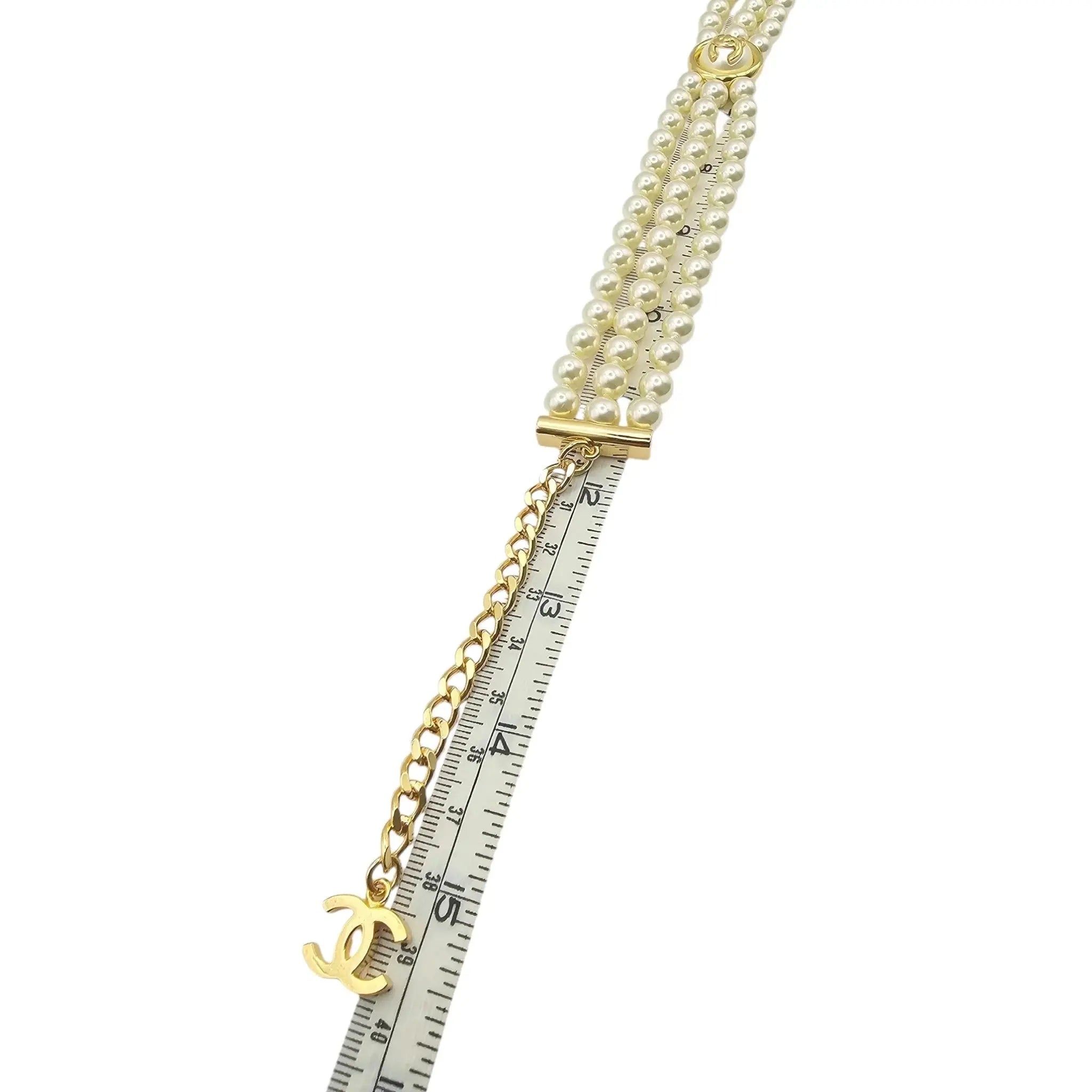 Chanel CC Faux Pearl Gold Choker Necklace 2024 CHANEL