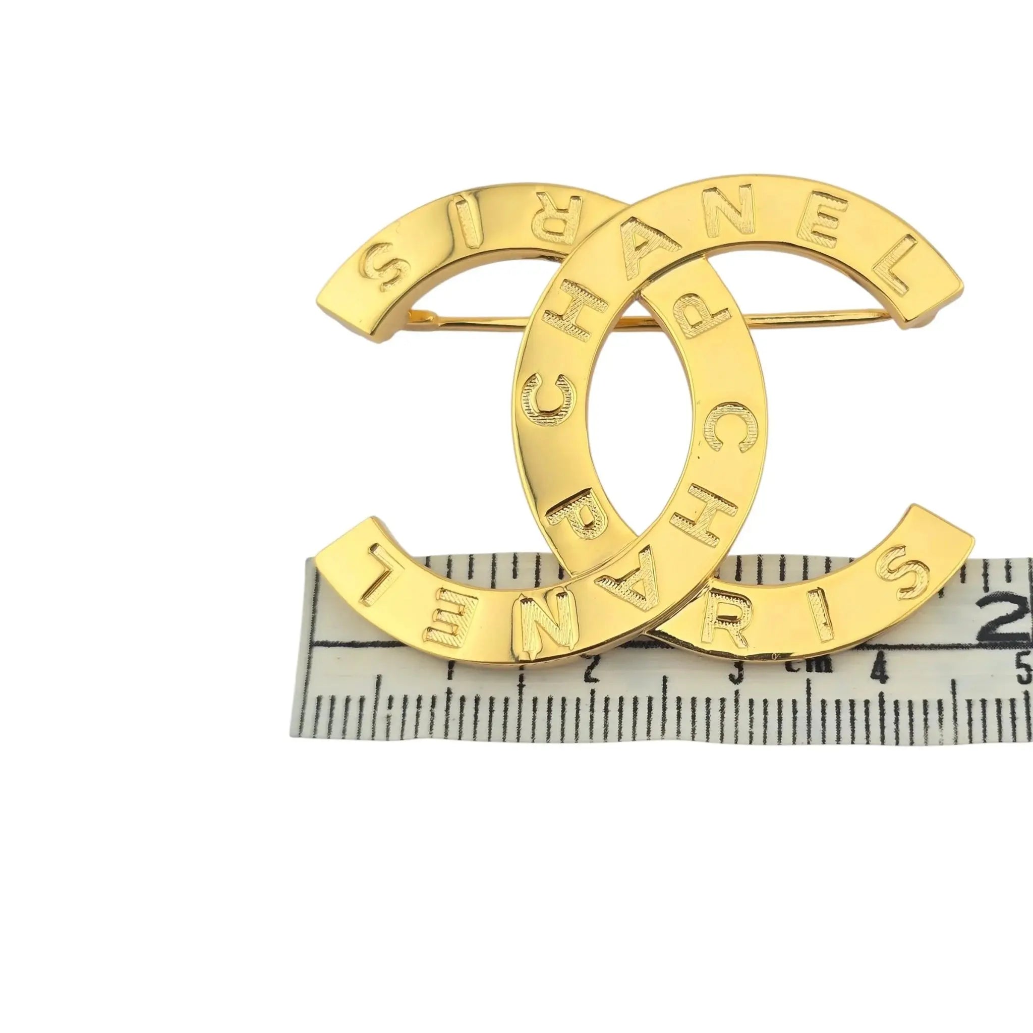 Chanel CC Metal Paris Button Large Brooch Gold 2020 CHANEL