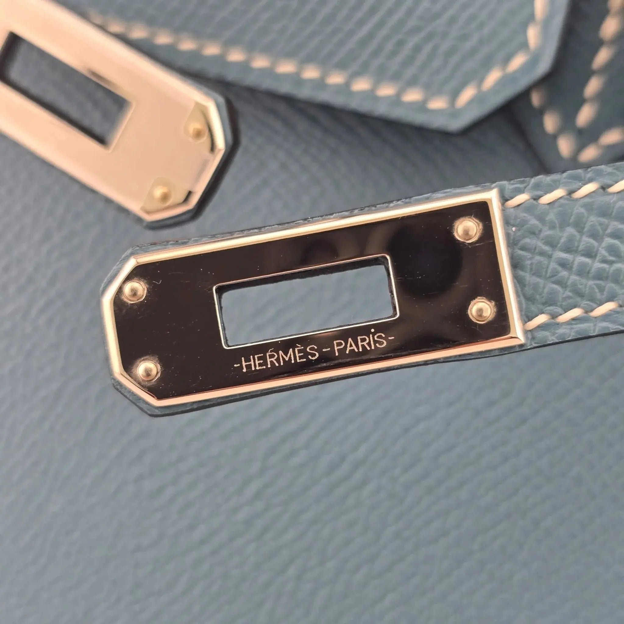 Hermes Birkin 25 Bleu Jean Epsom PHW Bag HERMES