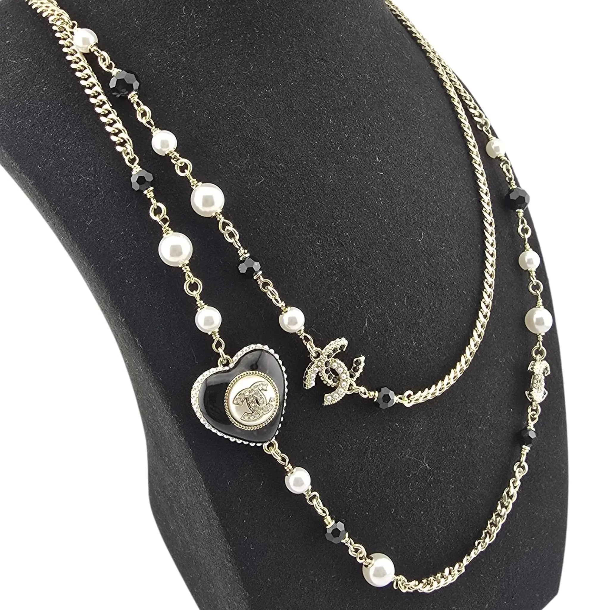 Chanel CC Black Heart Long Necklace 2022 CHANEL