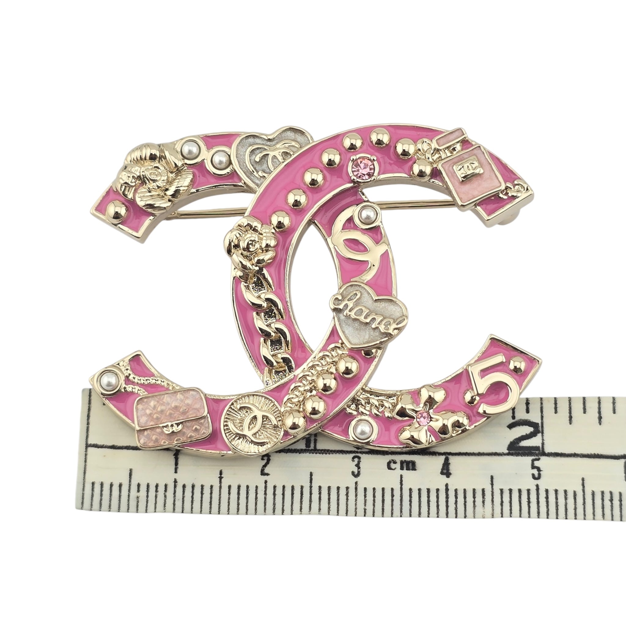 Chanel CC Pink Gold Enamel Brooch 2024 CHANEL