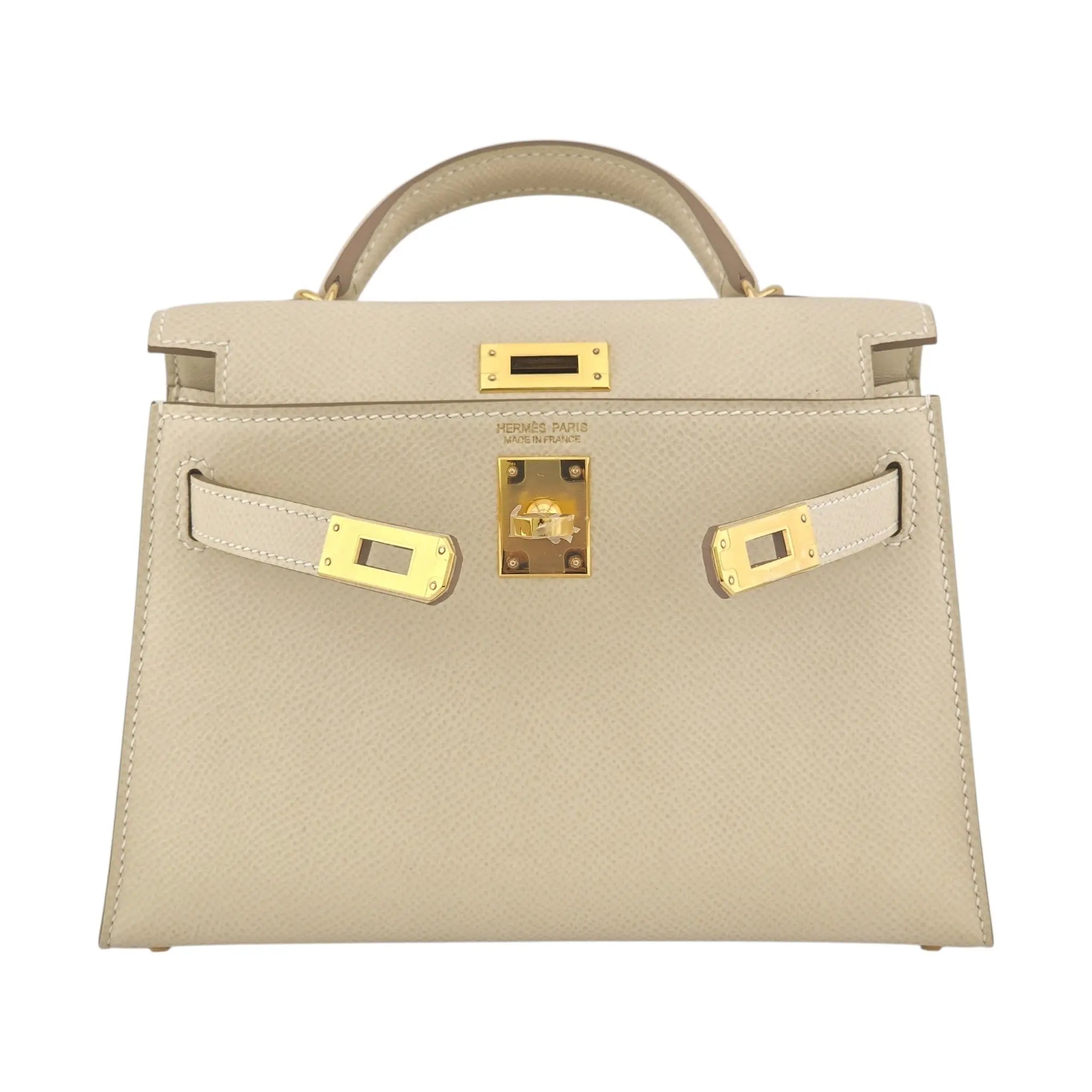 Hermes Mini Kelly II Epsom Craie Gold Hardware Bag HERMES