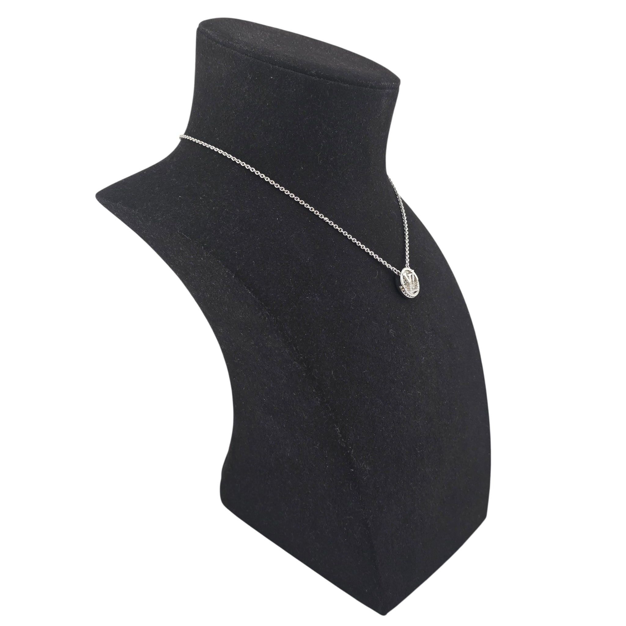 Louis Vuitton L To V Silver Crystal Necklace