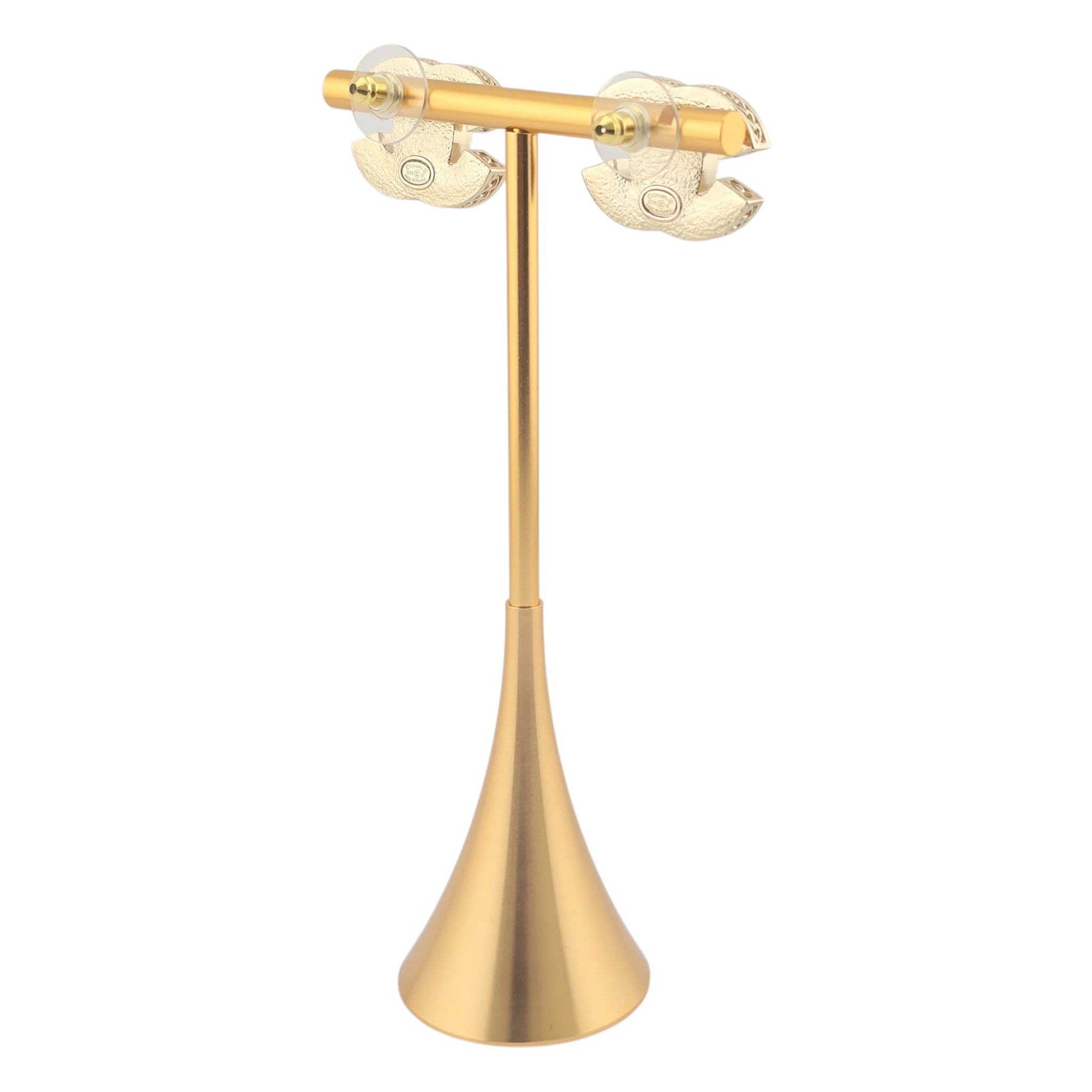 Chanel CC Gold Pink Resin Stud Earrings 2025 CHANEL