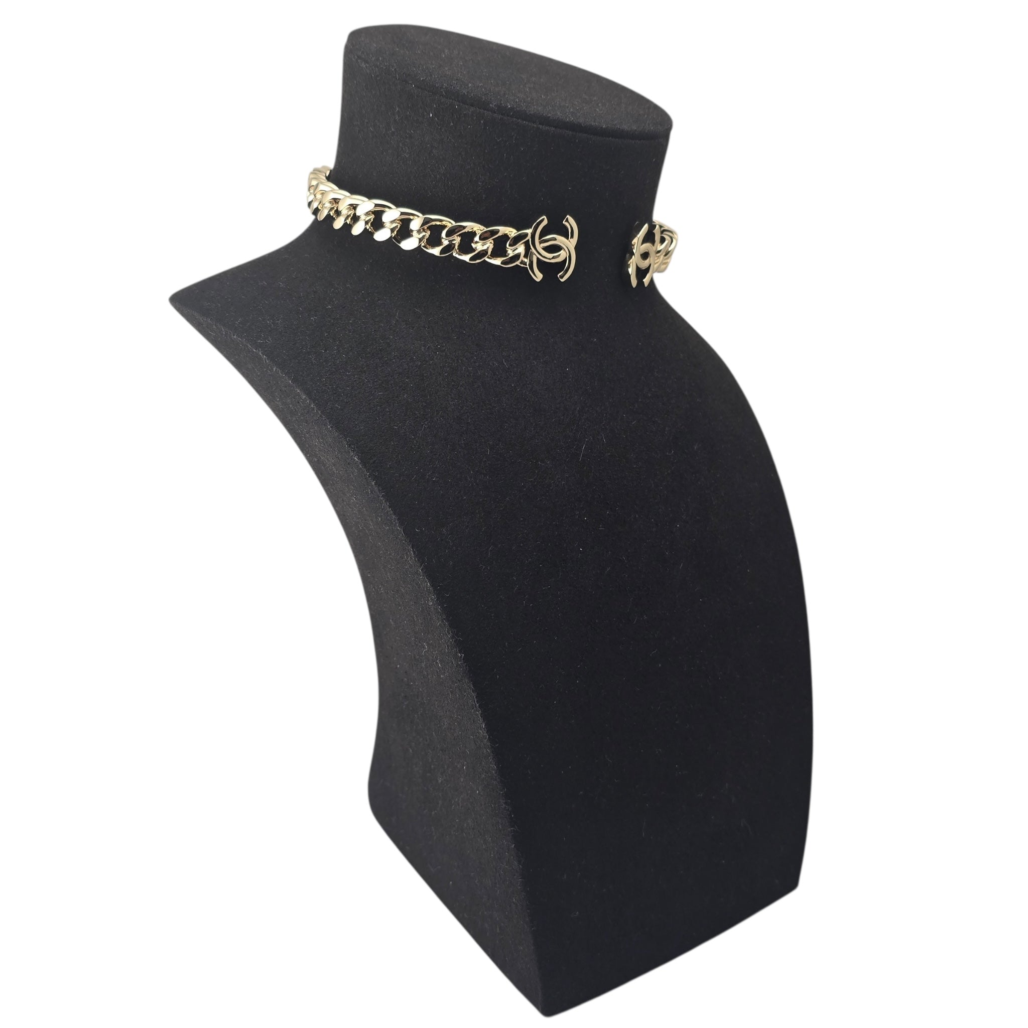 Chanel CC Metal Chain Link Choker Gold Necklace L 2022 CHANEL