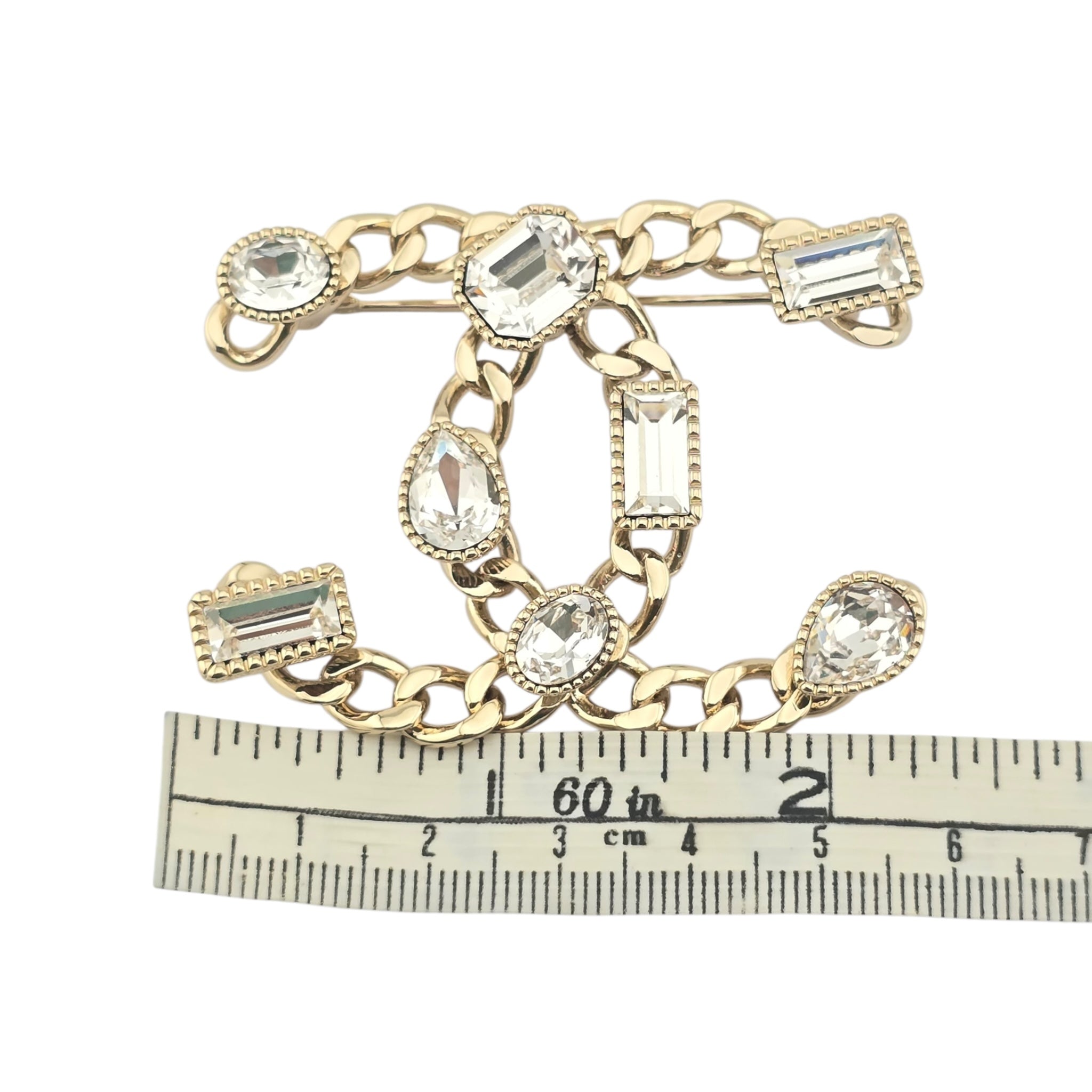 Chanel CC Gold Crystal Brooch 2024 CHANEL