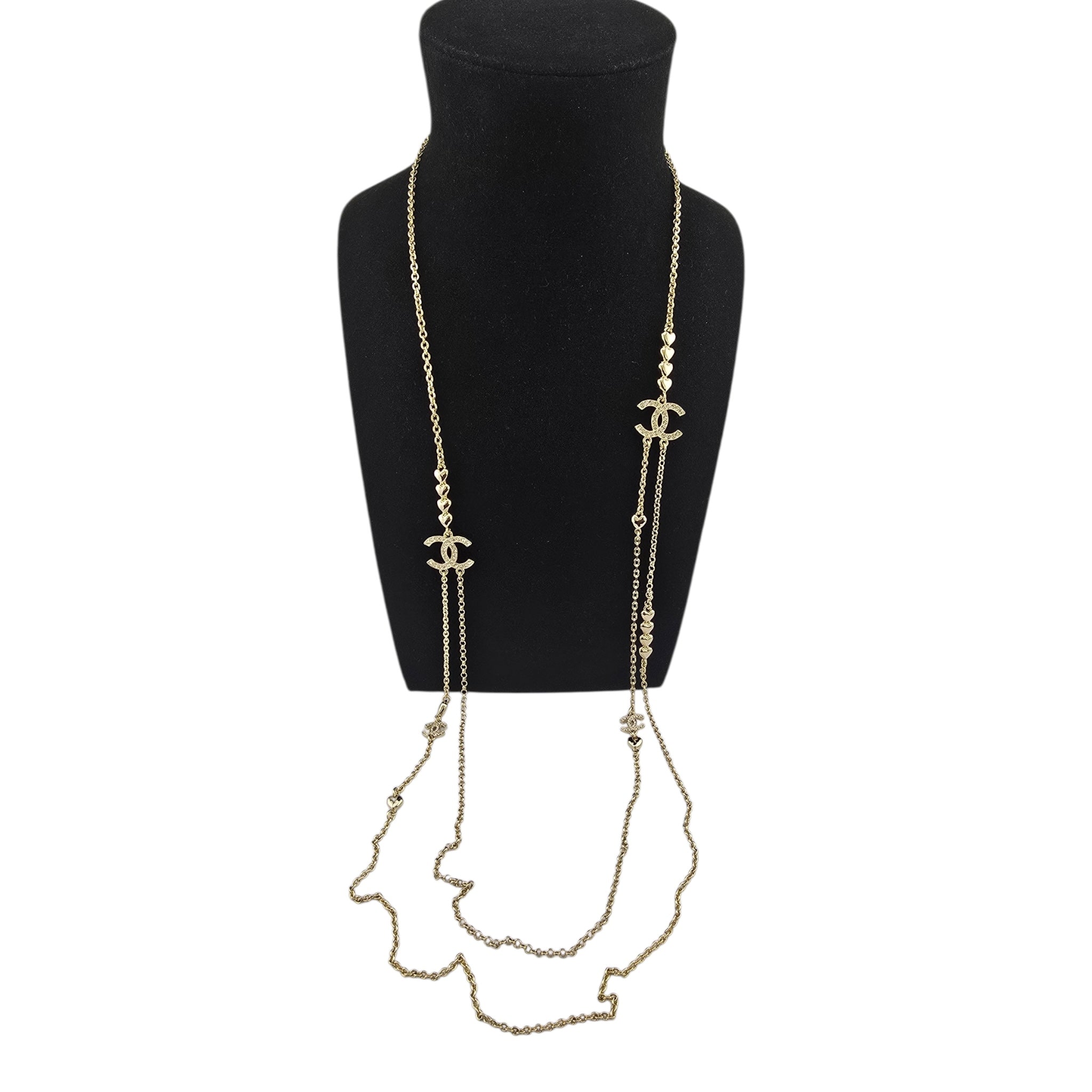 Chanel CC Long Necklace Gold Hearts 2023 CHANEL