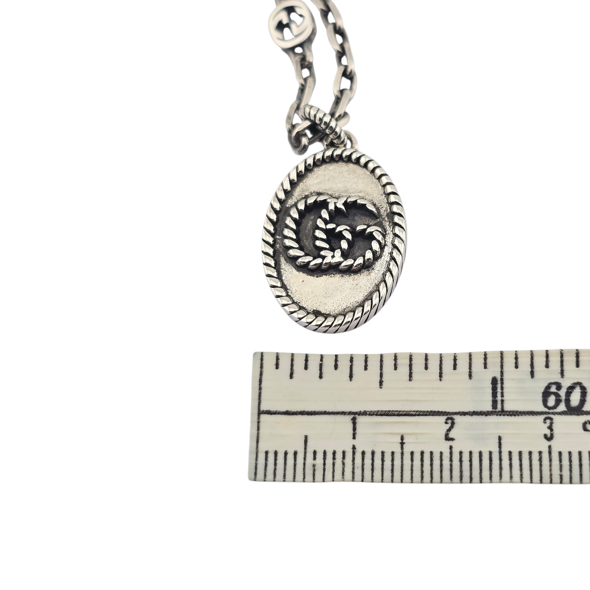 GUCCI GG Interlocking Pendant Silver Necklace GUCCI