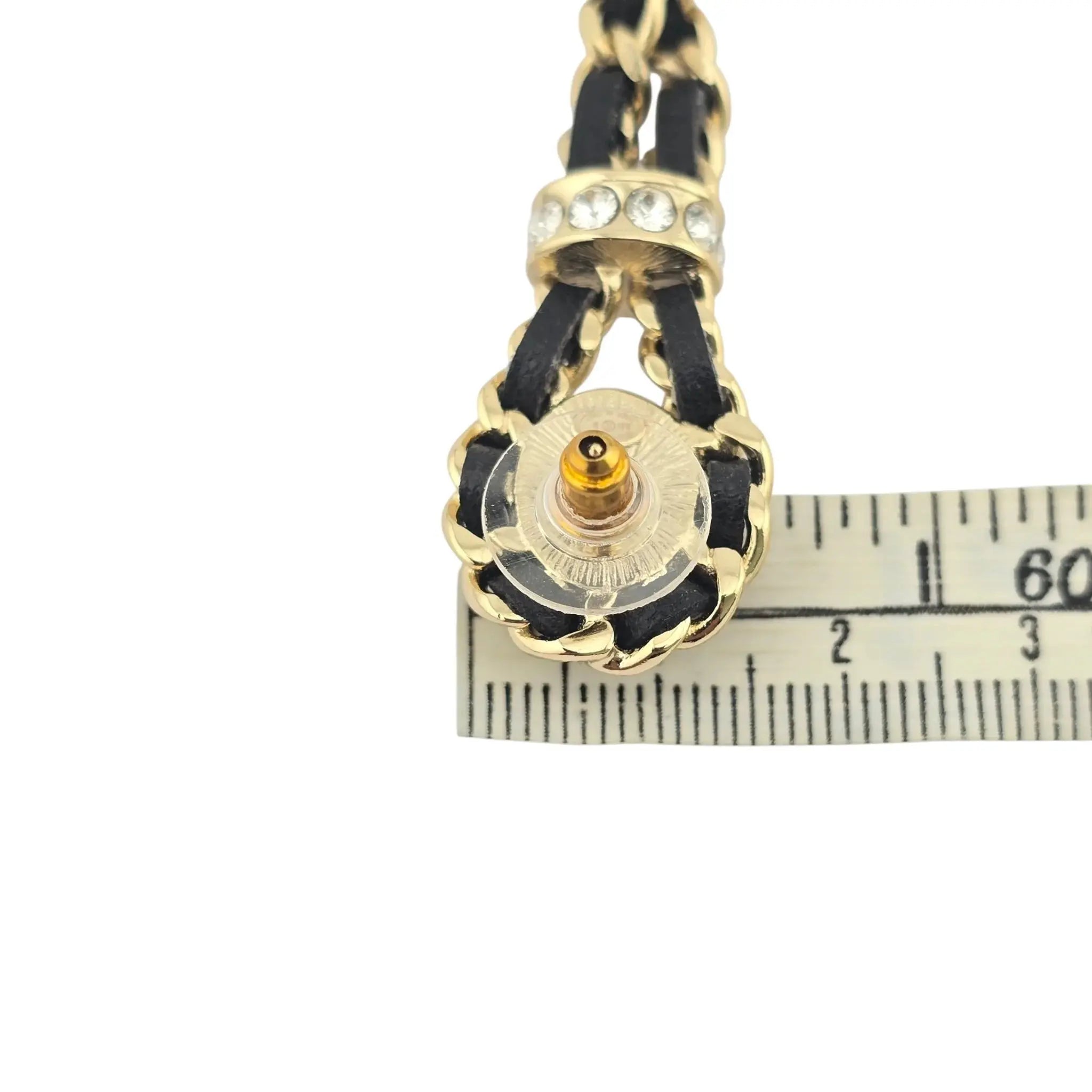 Chanel CC Black Leather Drop Earrings 2021 CHANEL