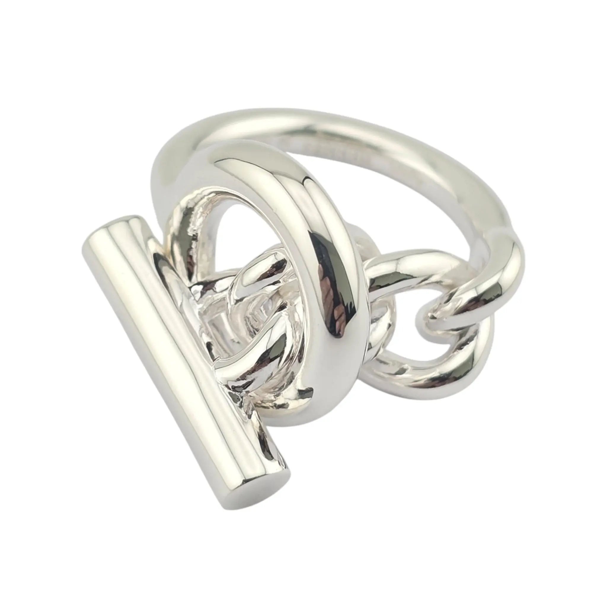 Hermes Croisette Large Sterling Silver Ring HERMES
