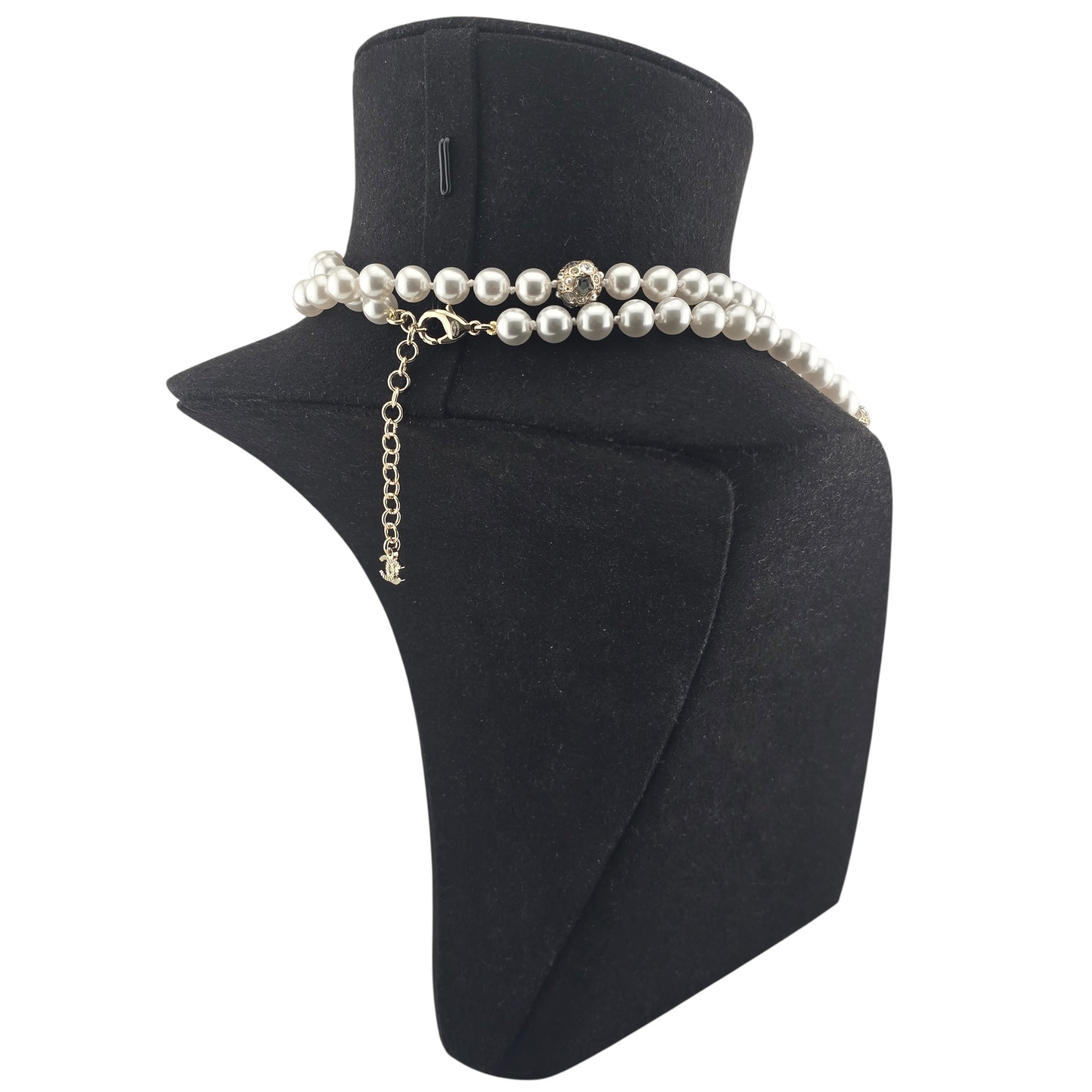 Chanel CC Faux Pearl Crystal Long Necklace 2025