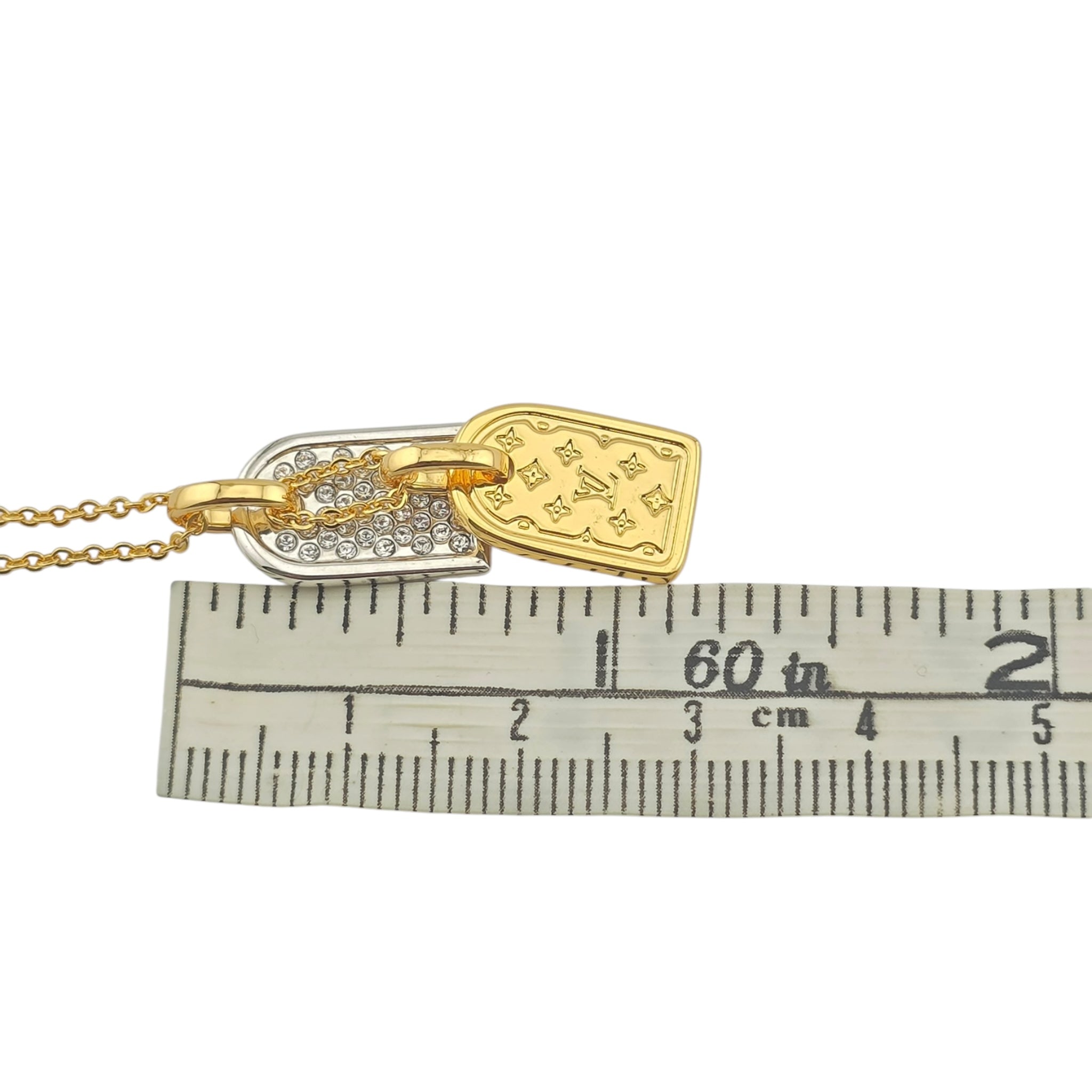 Louis Vuitton LV Nanogram Name Tag Necklace Gold